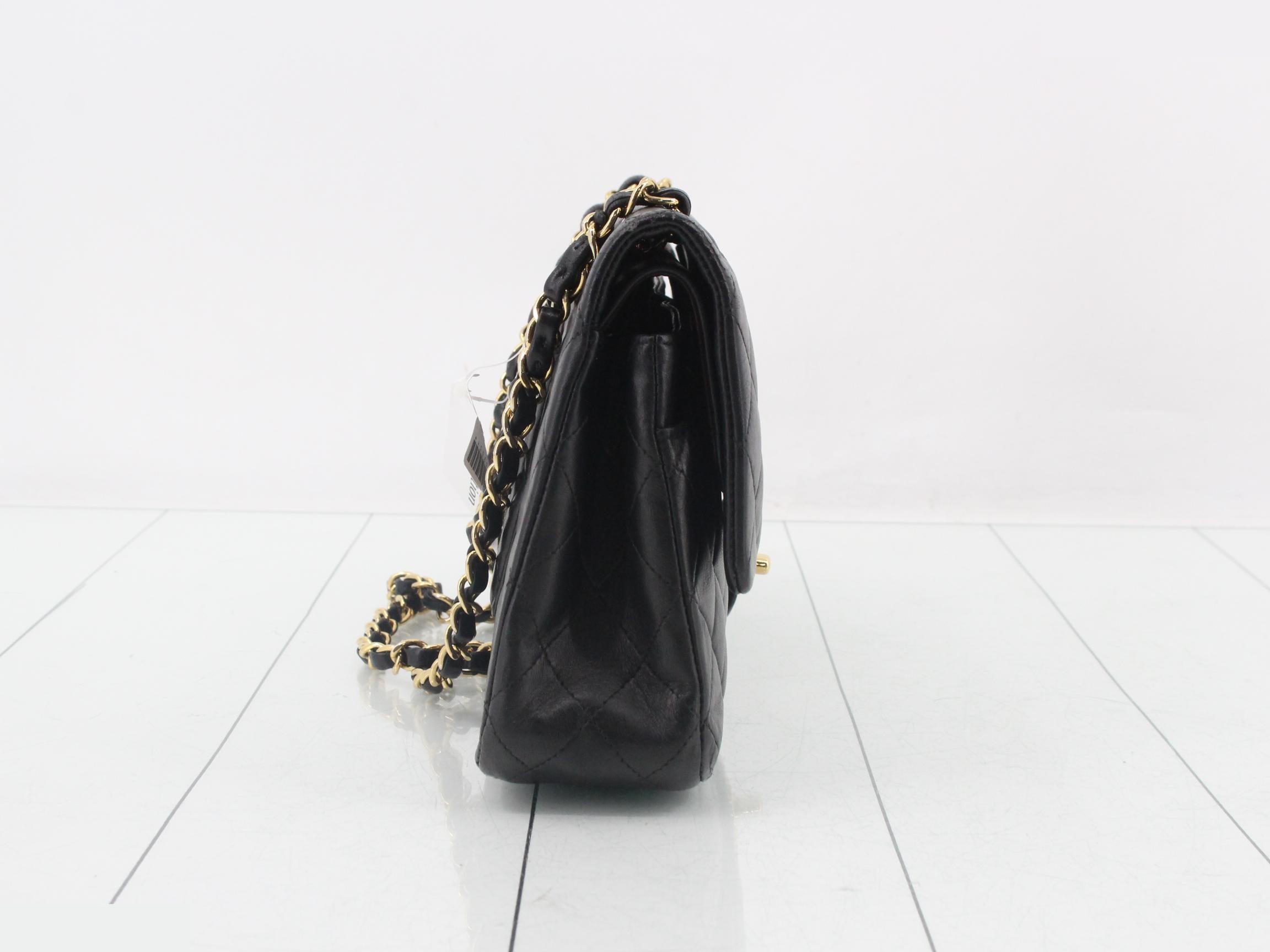 Matelassé lambskin handbag/shoulder bag, black — view 4