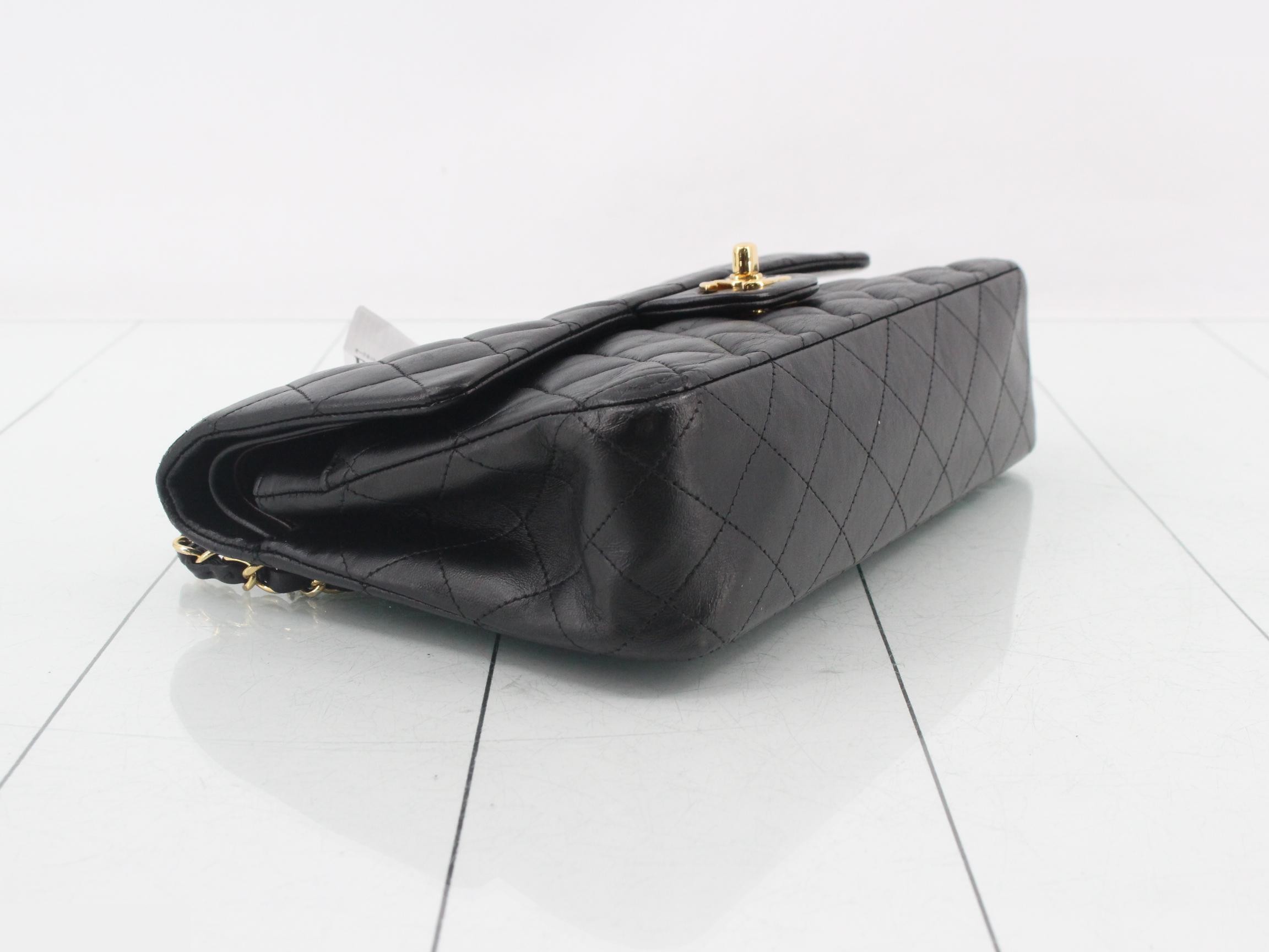 Matelassé lambskin handbag/shoulder bag, black — view 5