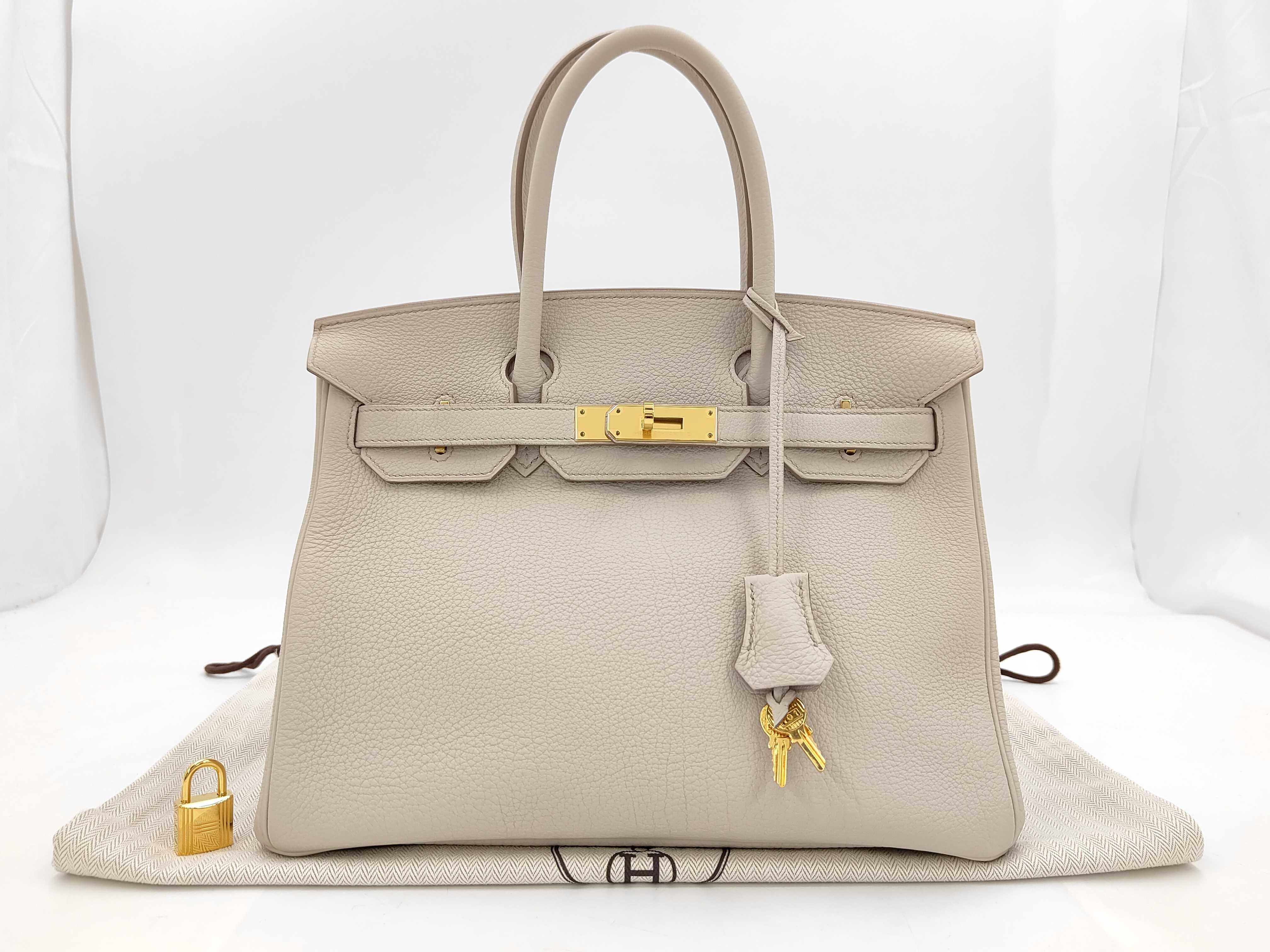 Birkin 30 Togo Leather Handbag, Craie Leather, Gold Hardware, Z Stamp