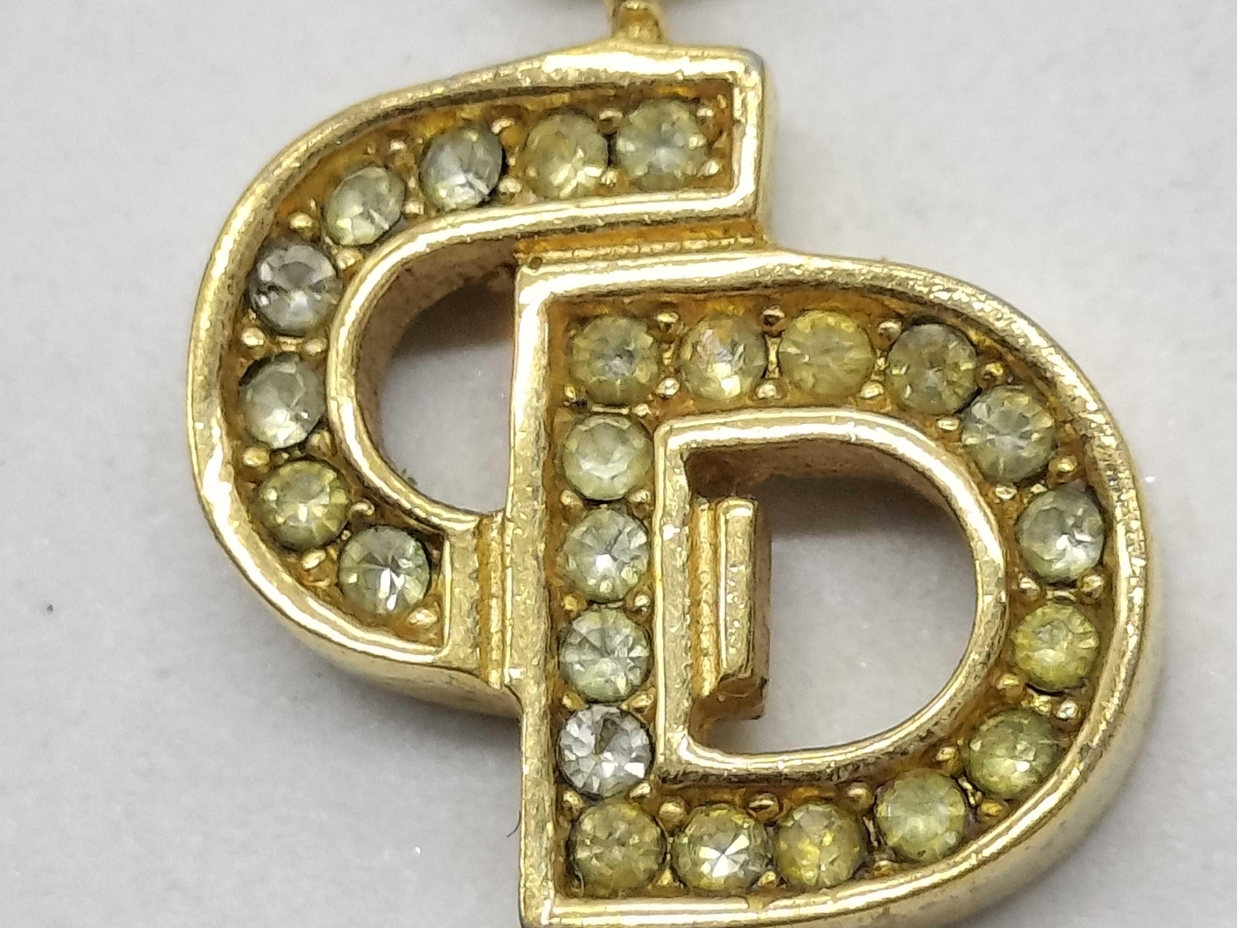 CD Logo Gold Rhinestone Necklace — view 2