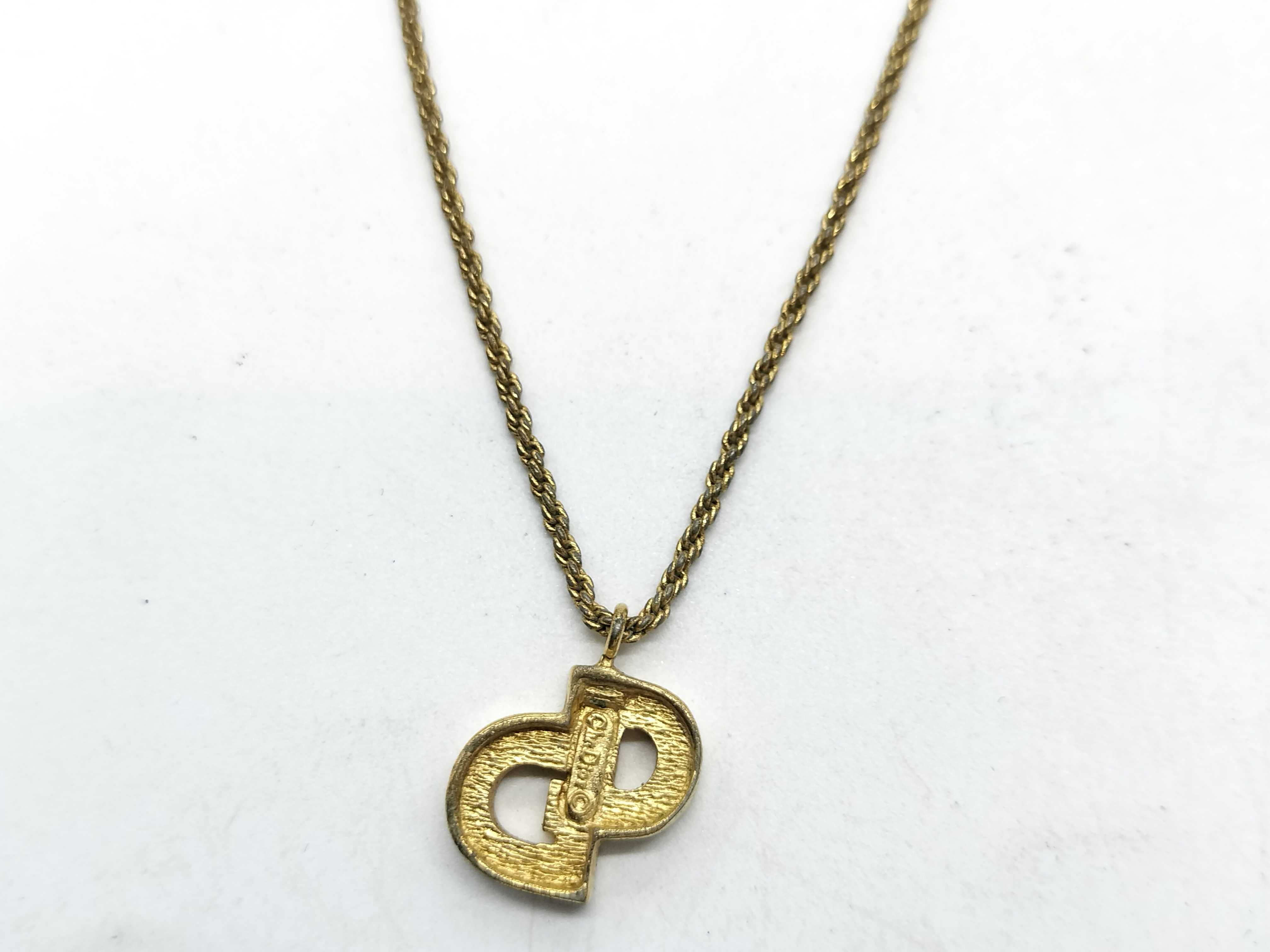 CD Logo Gold Rhinestone Necklace — view 3