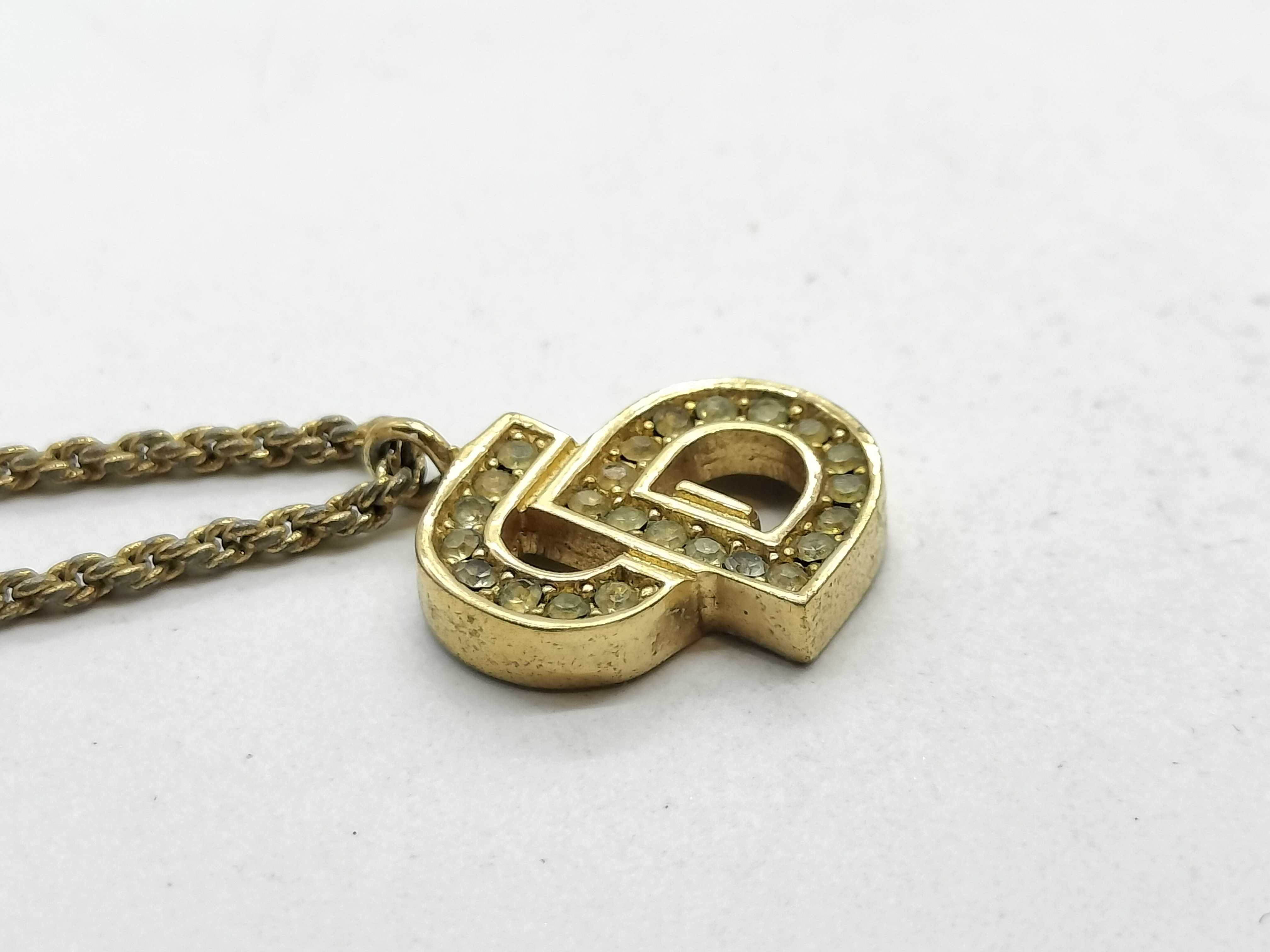 CD Logo Gold Rhinestone Necklace — view 5