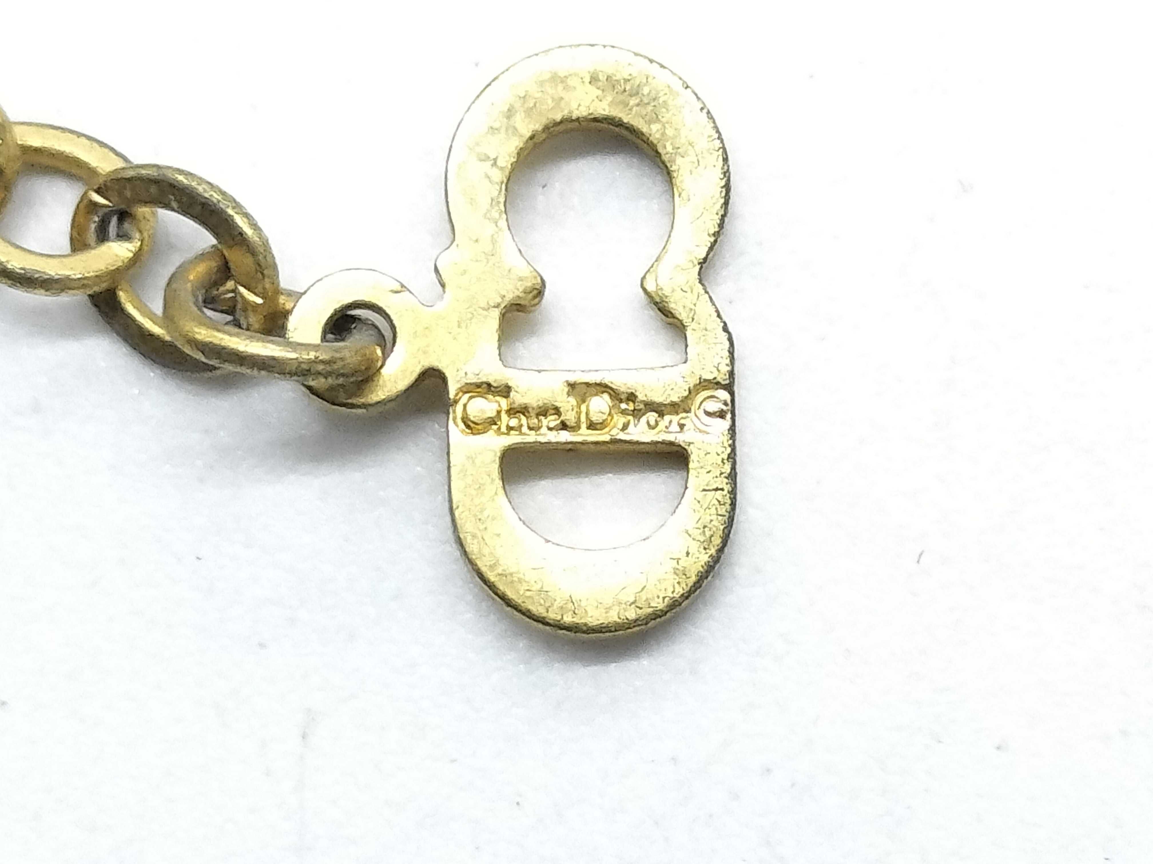 CD Logo Gold Rhinestone Necklace — view 7