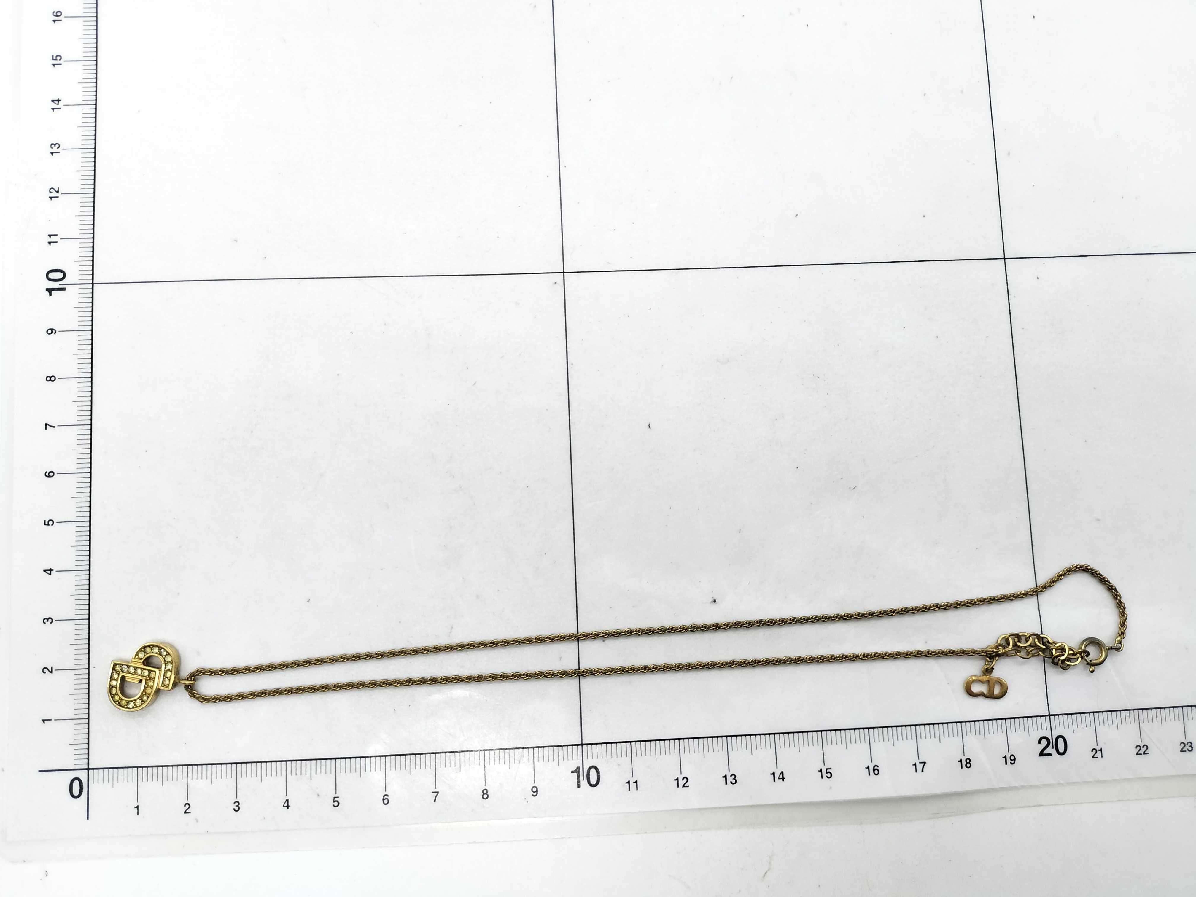 CD Logo Gold Rhinestone Necklace — view 8