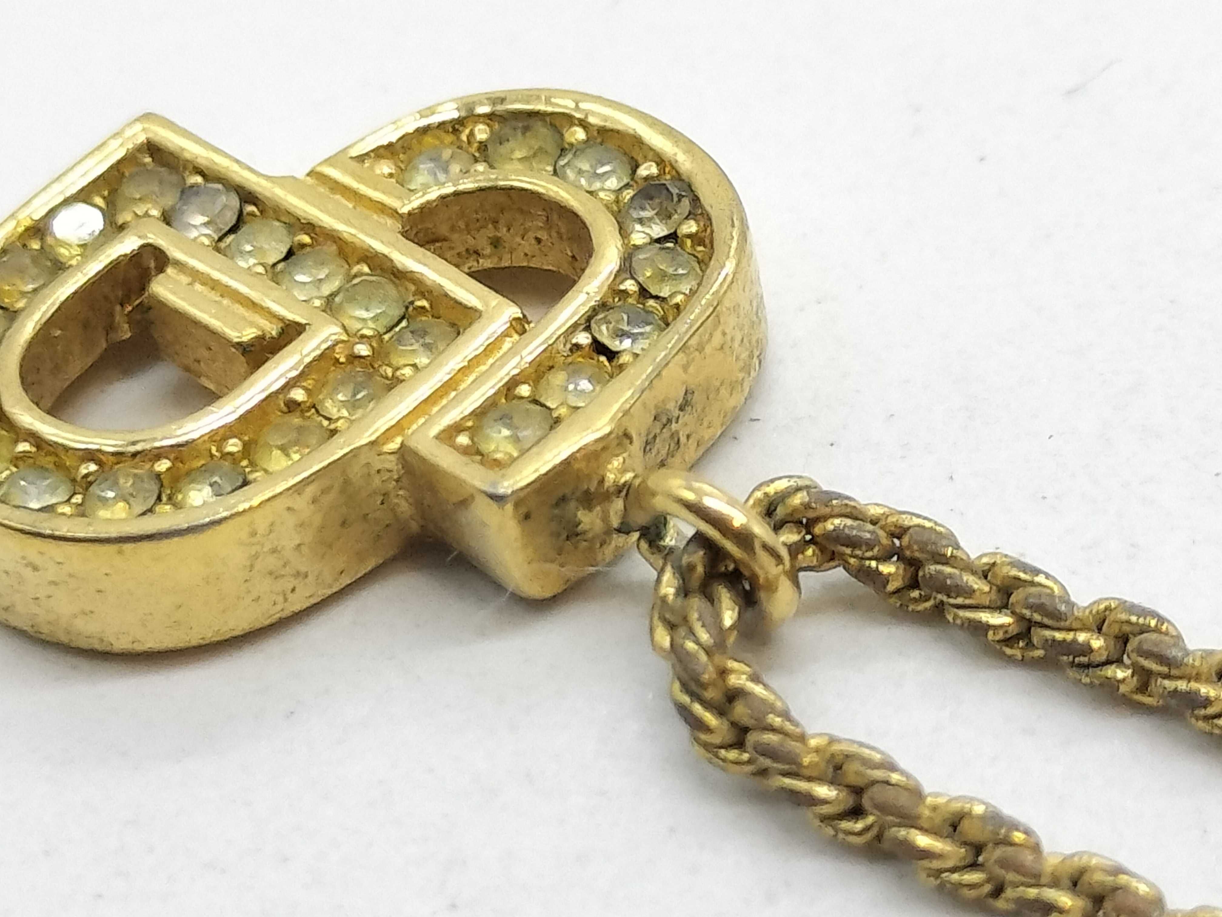 CD Logo Gold Rhinestone Necklace — view 10
