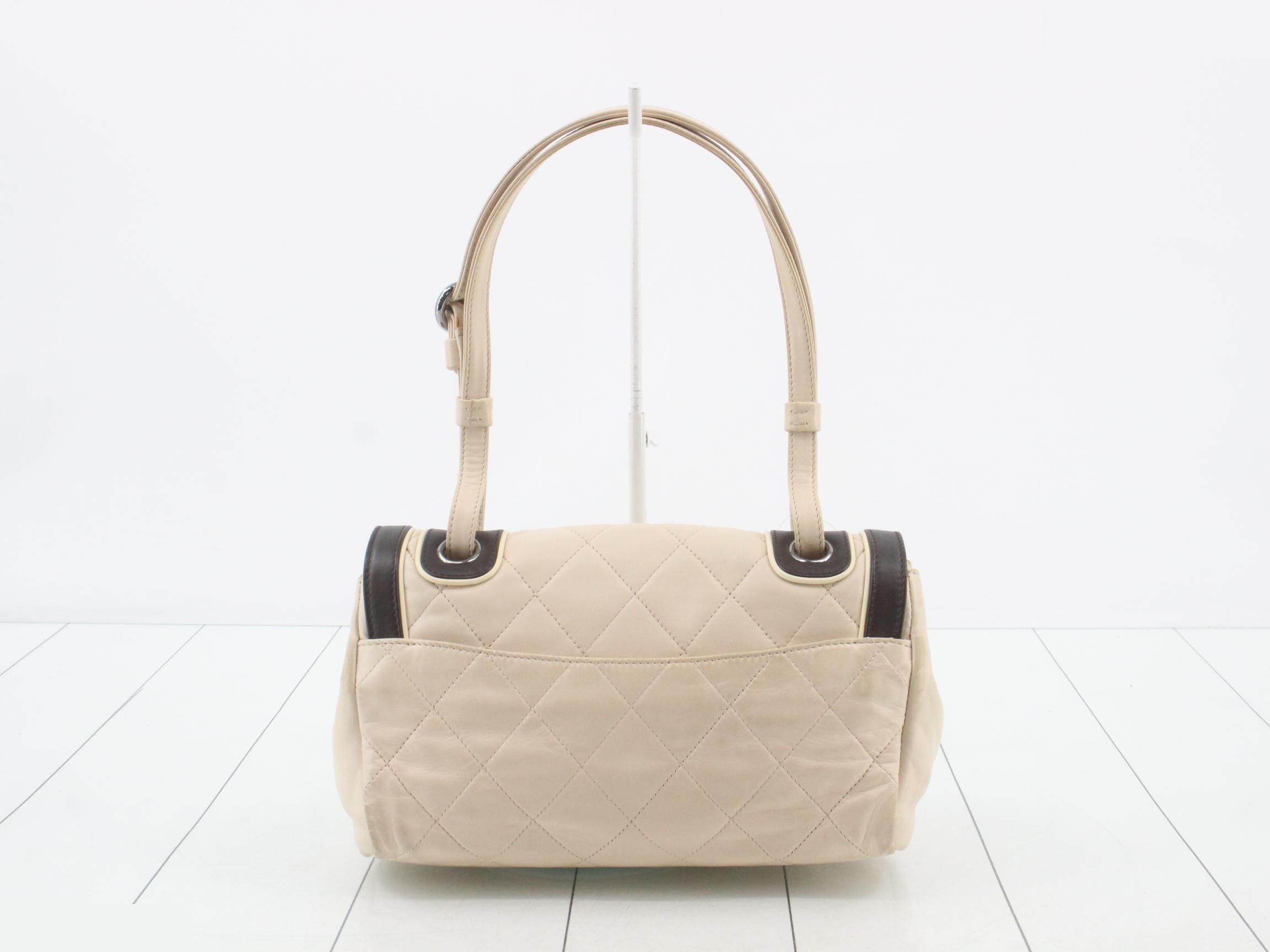Matelassé 2.55 Handbag, Ivory, Brown, Lambskin, Silver — view 2