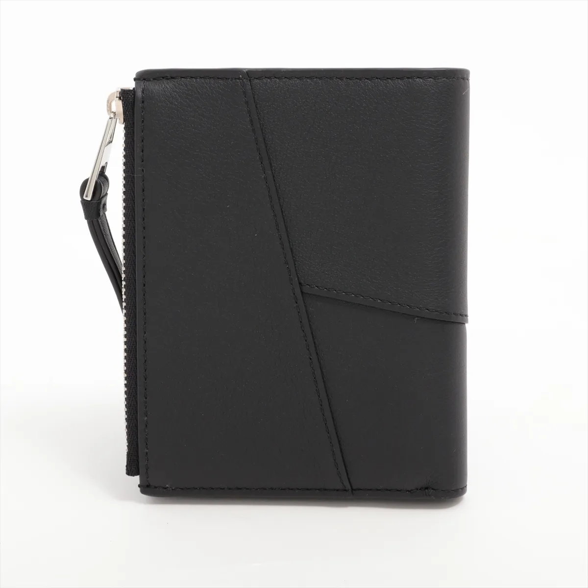 Anagram Puzzle Leather Compact Wallet, Black — view 2