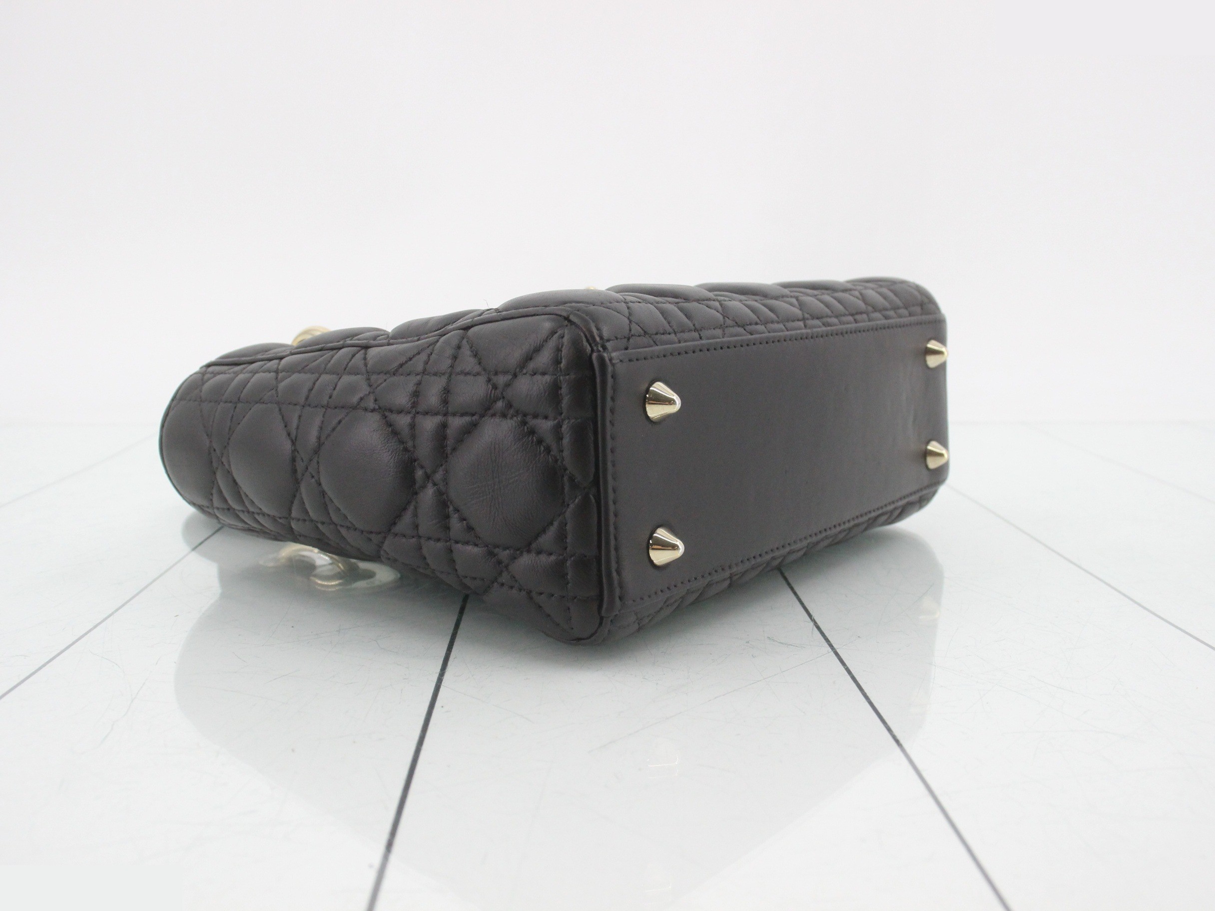 MyABC My Lady Dior Lambskin Black 2-Way Handbag with Strap — view 6