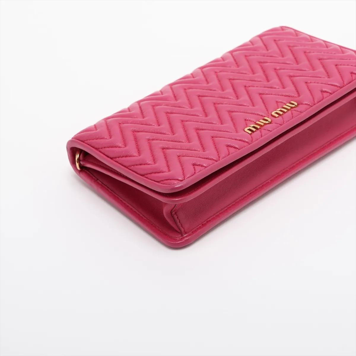 Matelassé 5DH044 Leather Chain Shoulder Bag Pink 5DH044 — view 4