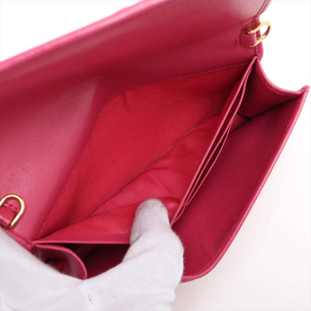 Matelassé 5DH044 Leather Chain Shoulder Bag Pink 5DH044 — view 7