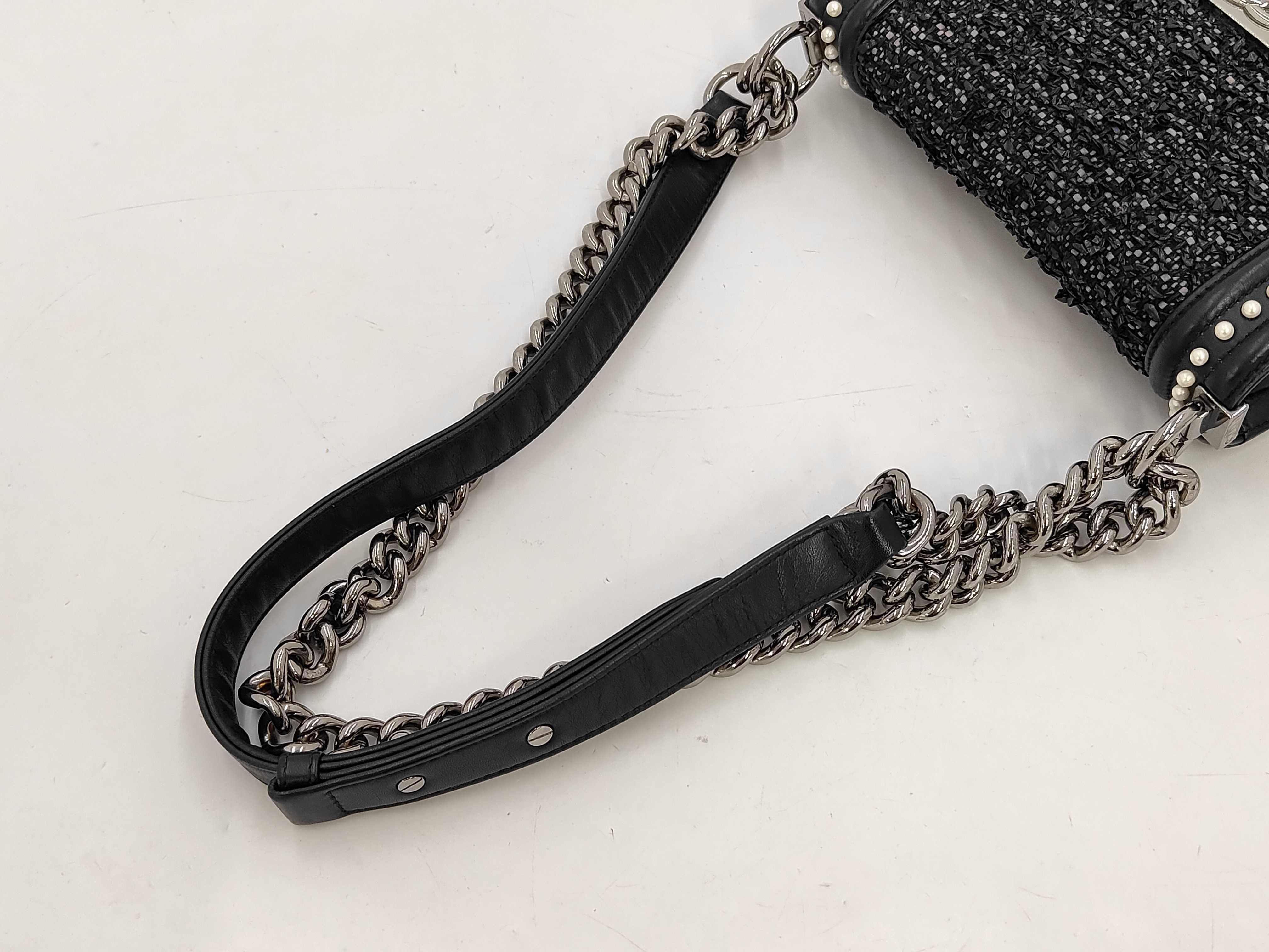 Boy Chanel 20 Pearl Chain Shoulder Bag, Lambskin, Black, Silver Hardware, 26432581 Shoulder Bag — view 5