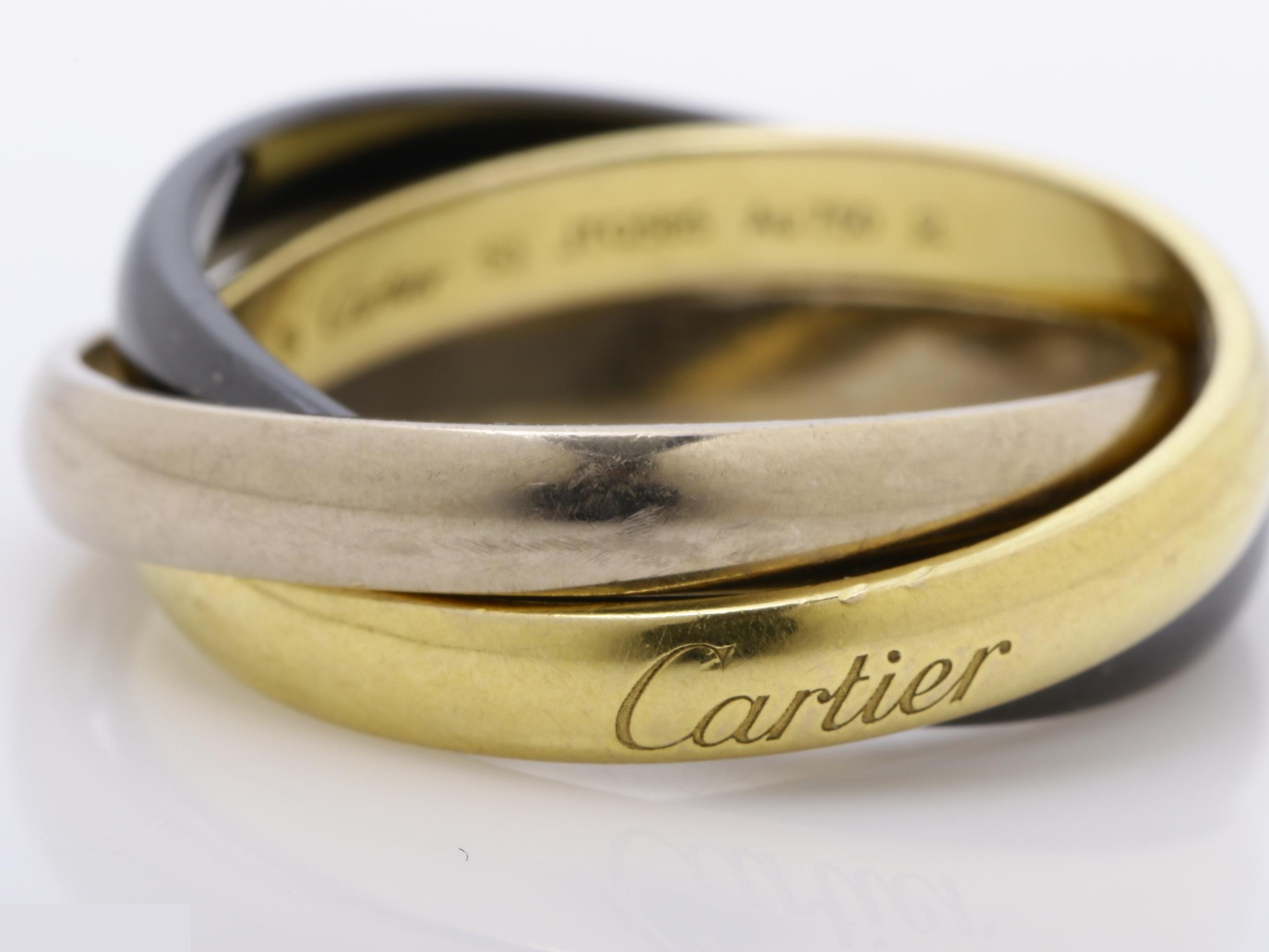 Trinity (precious metal) ring, ceramic, 750YG/WG, size #53, 6.3g — view 2