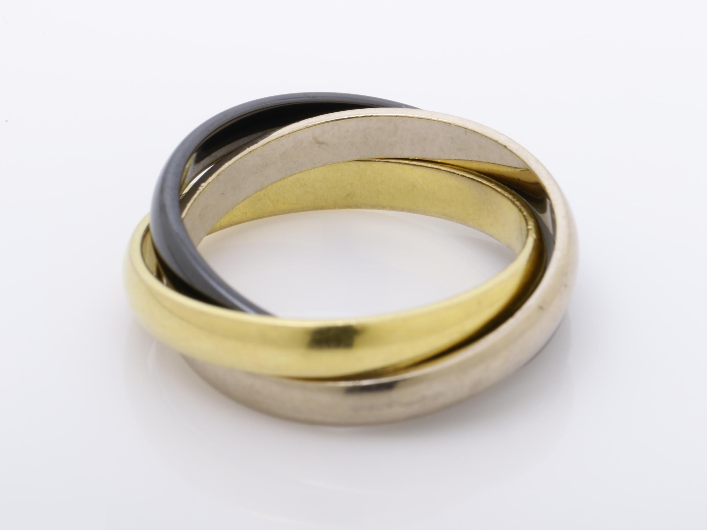 Trinity (precious metal) ring, ceramic, 750YG/WG, size #53, 6.3g — view 4