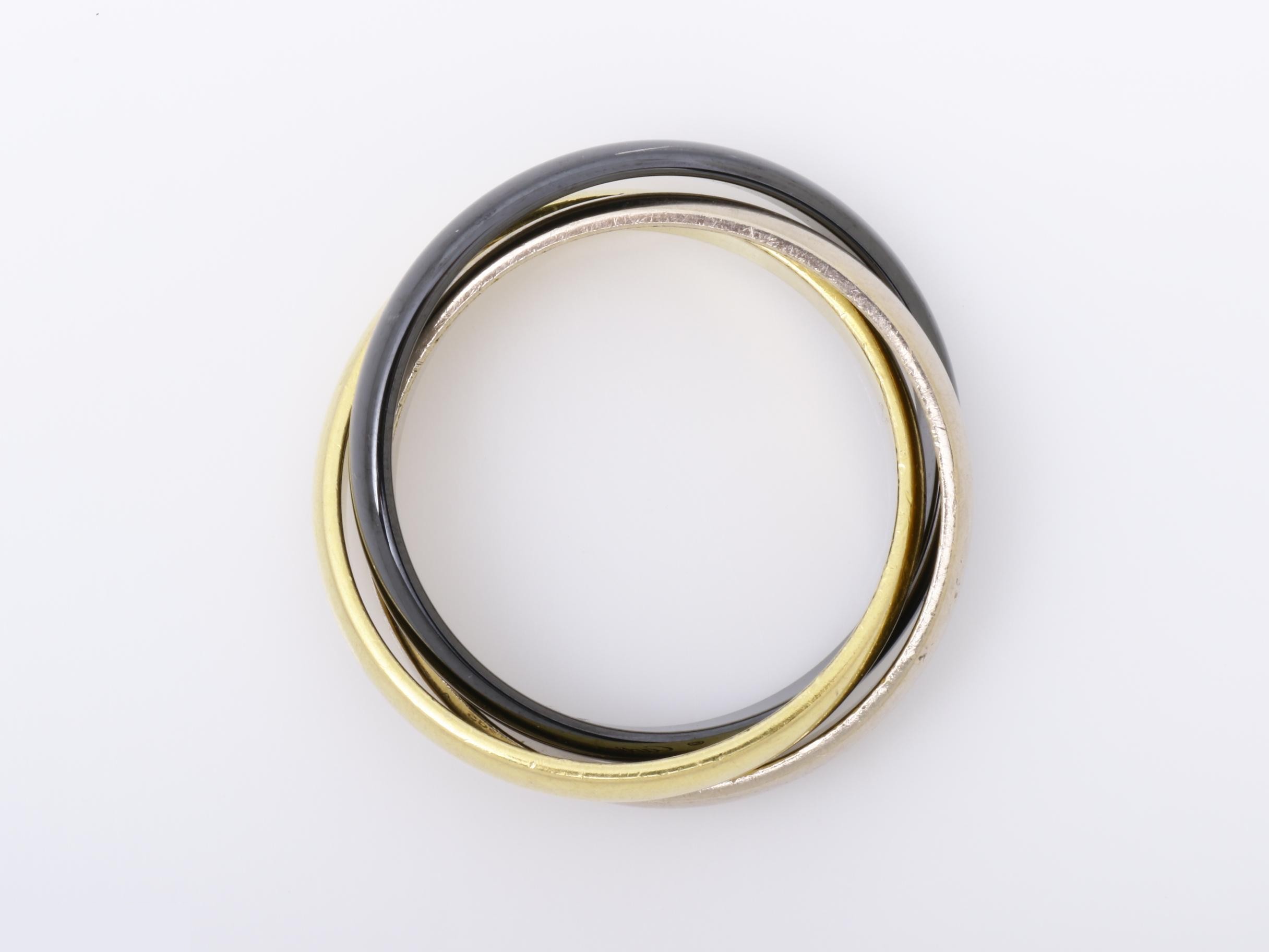 Trinity (precious metal) ring, ceramic, 750YG/WG, size #53, 6.3g — view 5