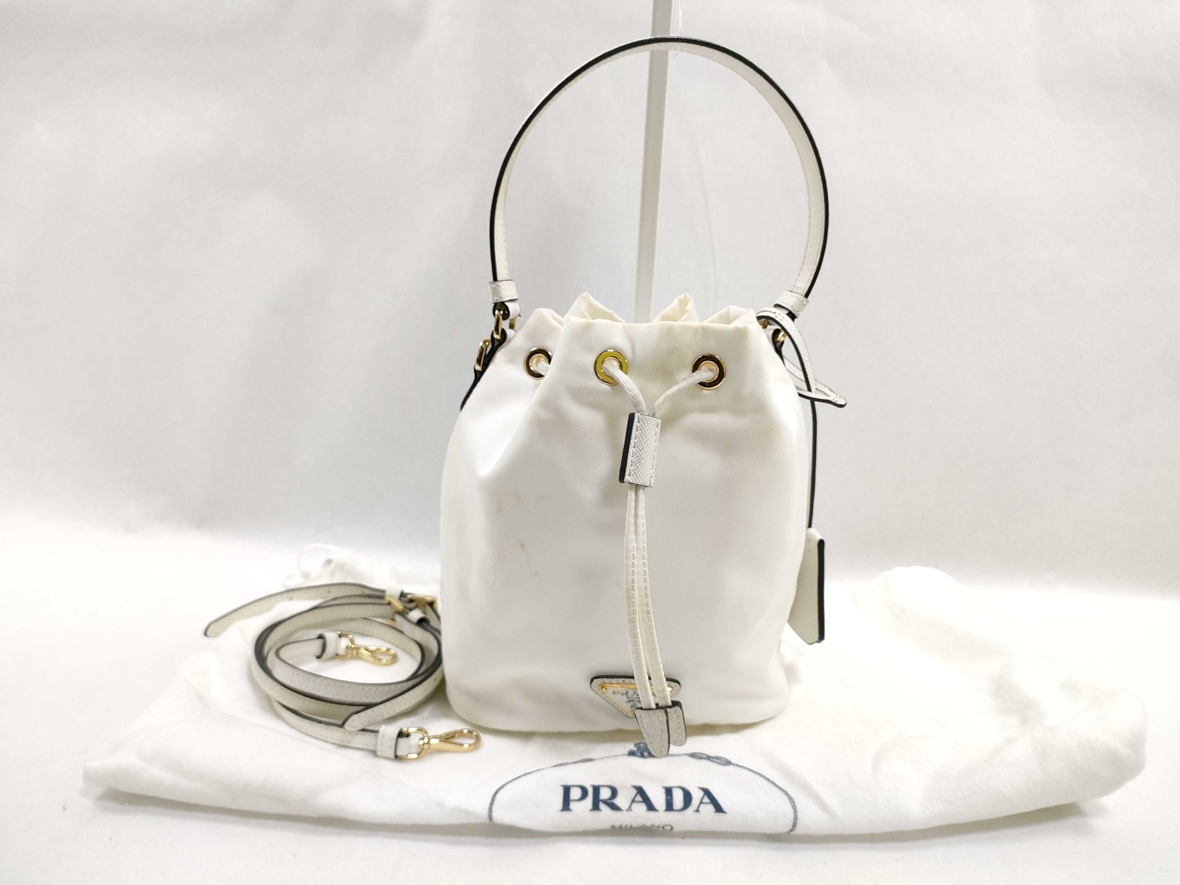 Nylon SG-white 2-Way Handbag (1BE067) - Nylon x Leather