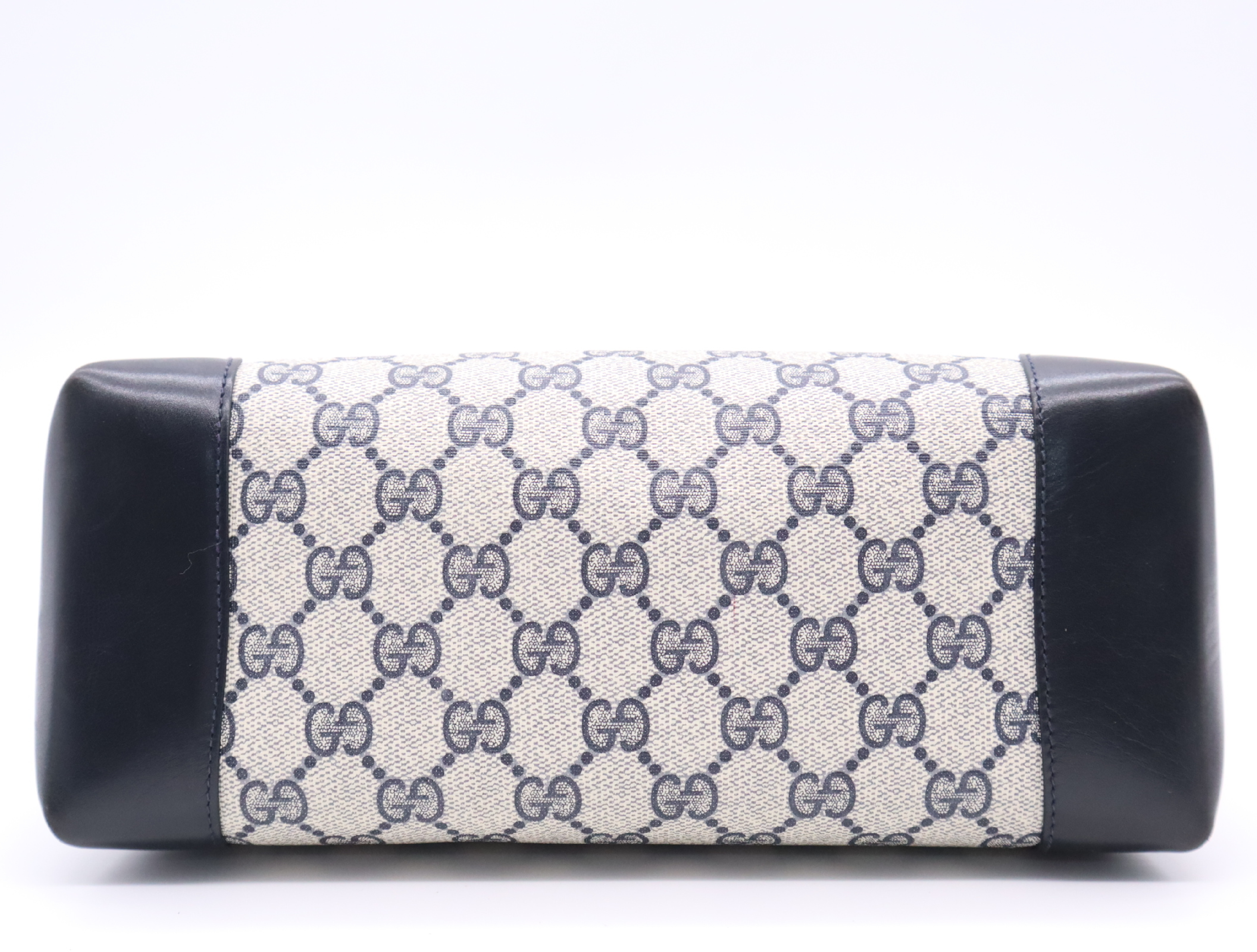 PVC GG Supreme Turnlock Handbag, Navy, Gold Hardware — view 4