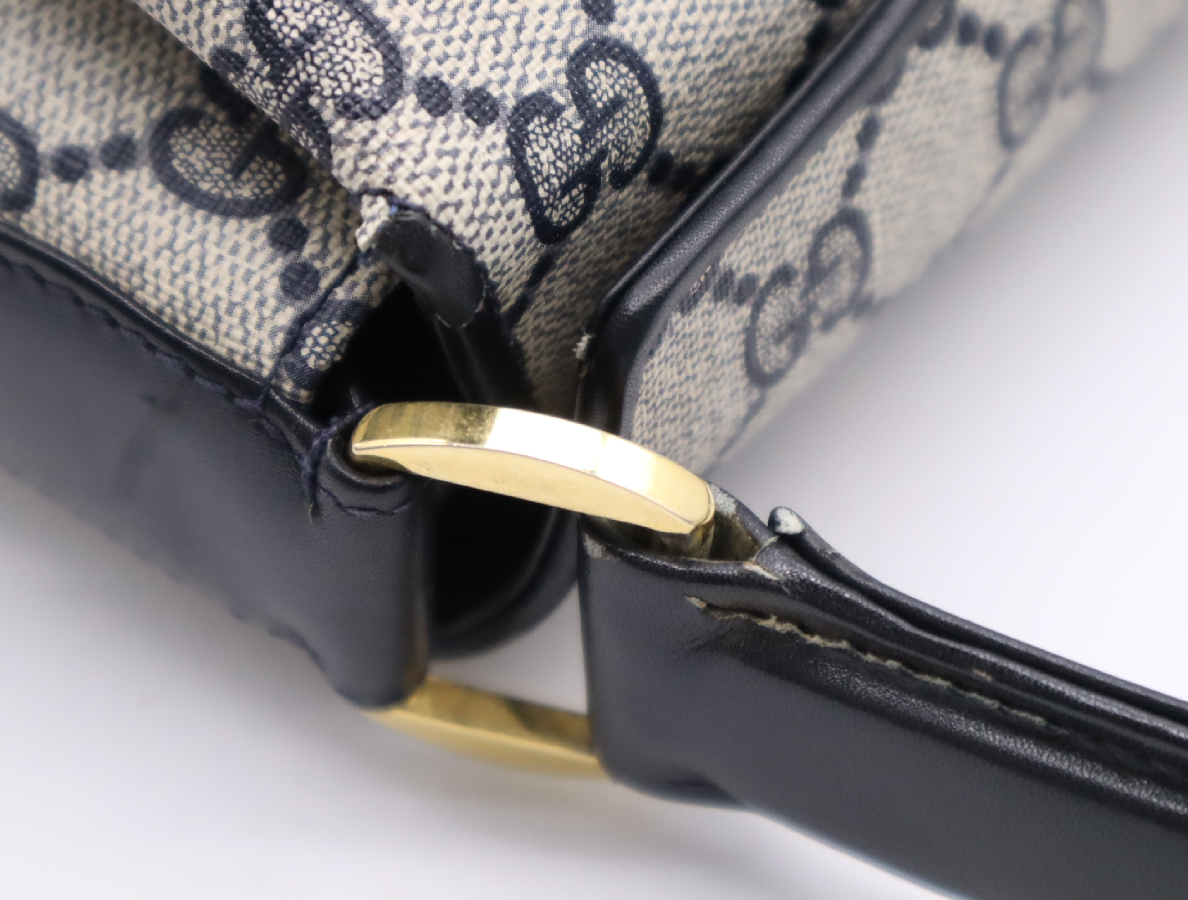 PVC GG Supreme Turnlock Handbag, Navy, Gold Hardware — view 8