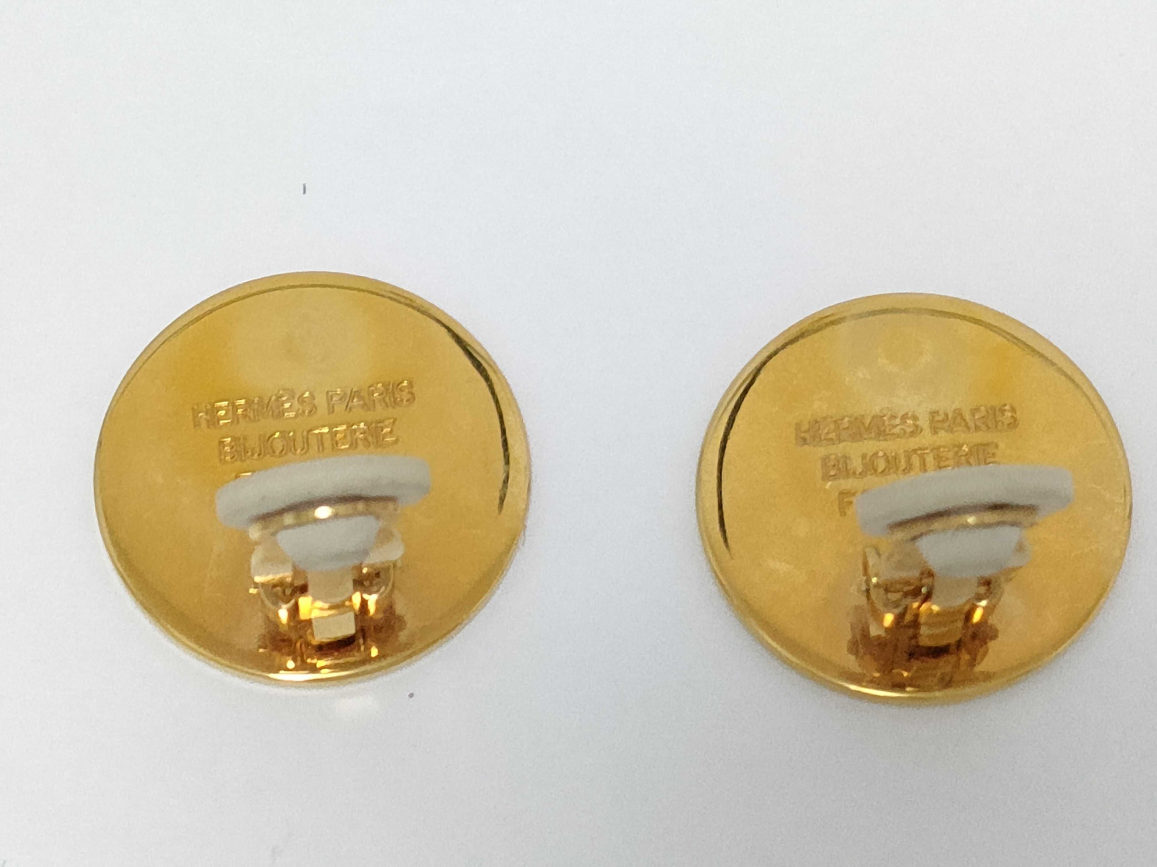 Sellier Earrings, Gold Hardware, Hermes Earrings — view 2