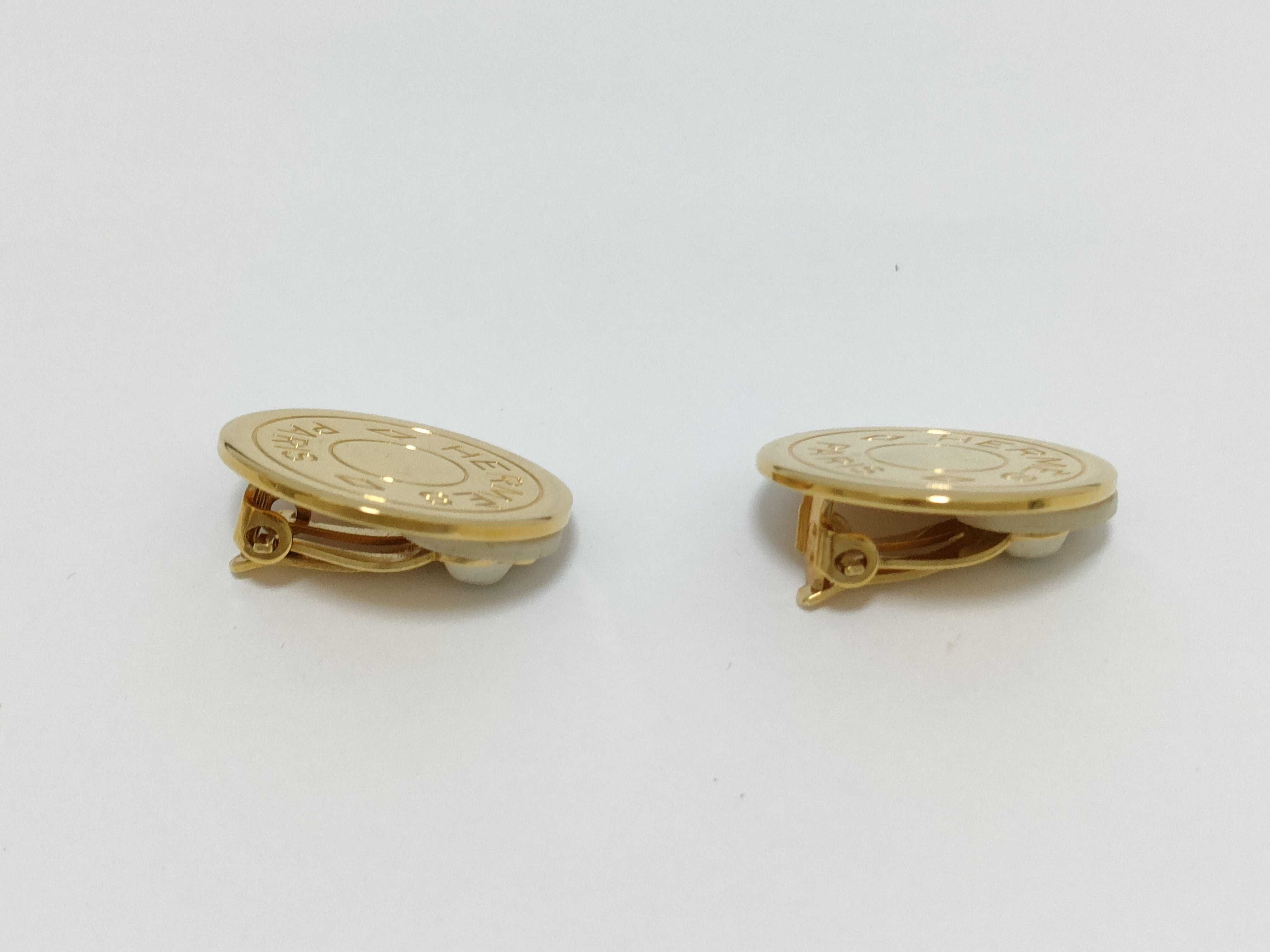 Sellier Earrings, Gold Hardware, Hermes Earrings — view 3