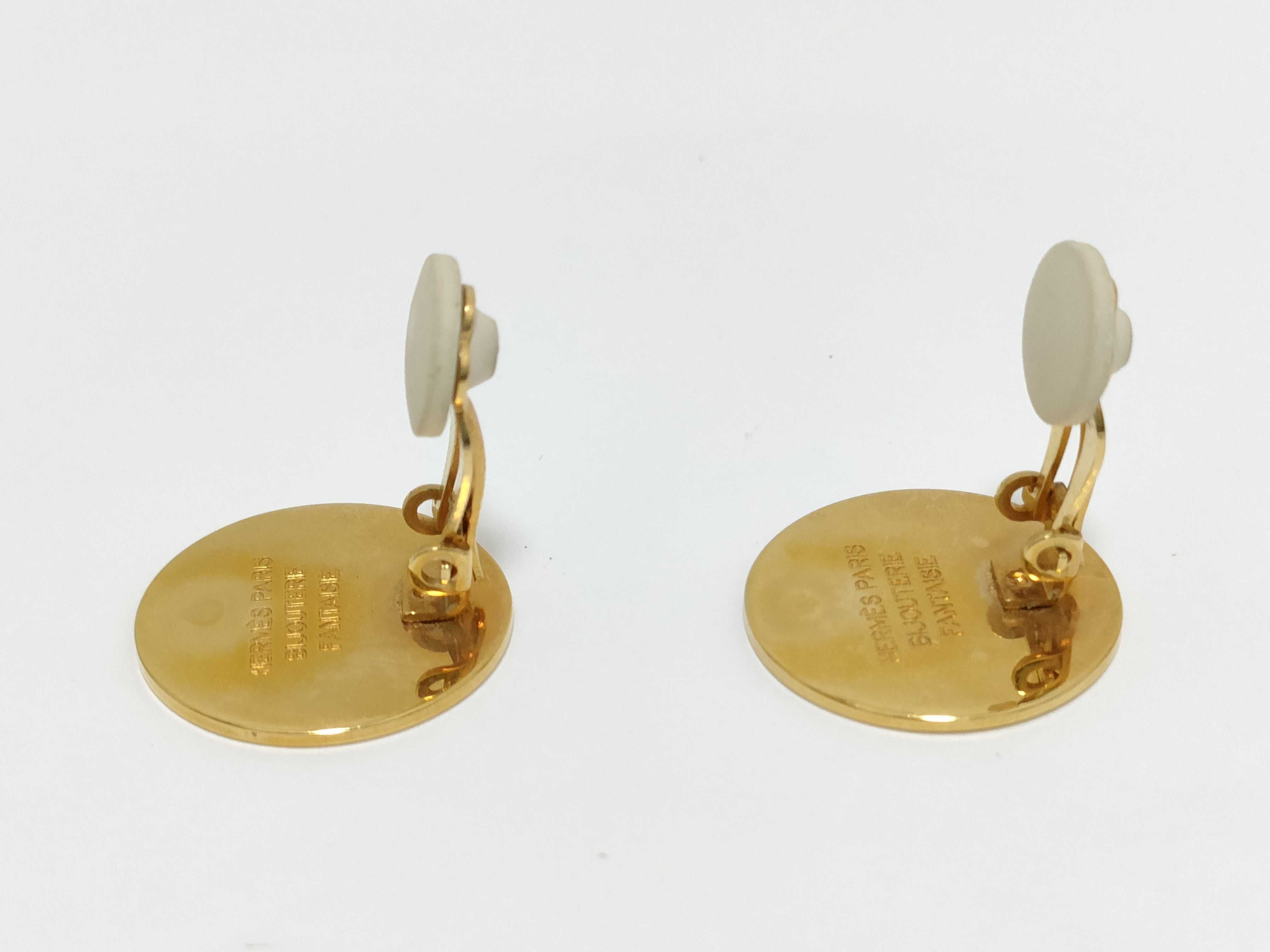 Sellier Earrings, Gold Hardware, Hermes Earrings — view 4