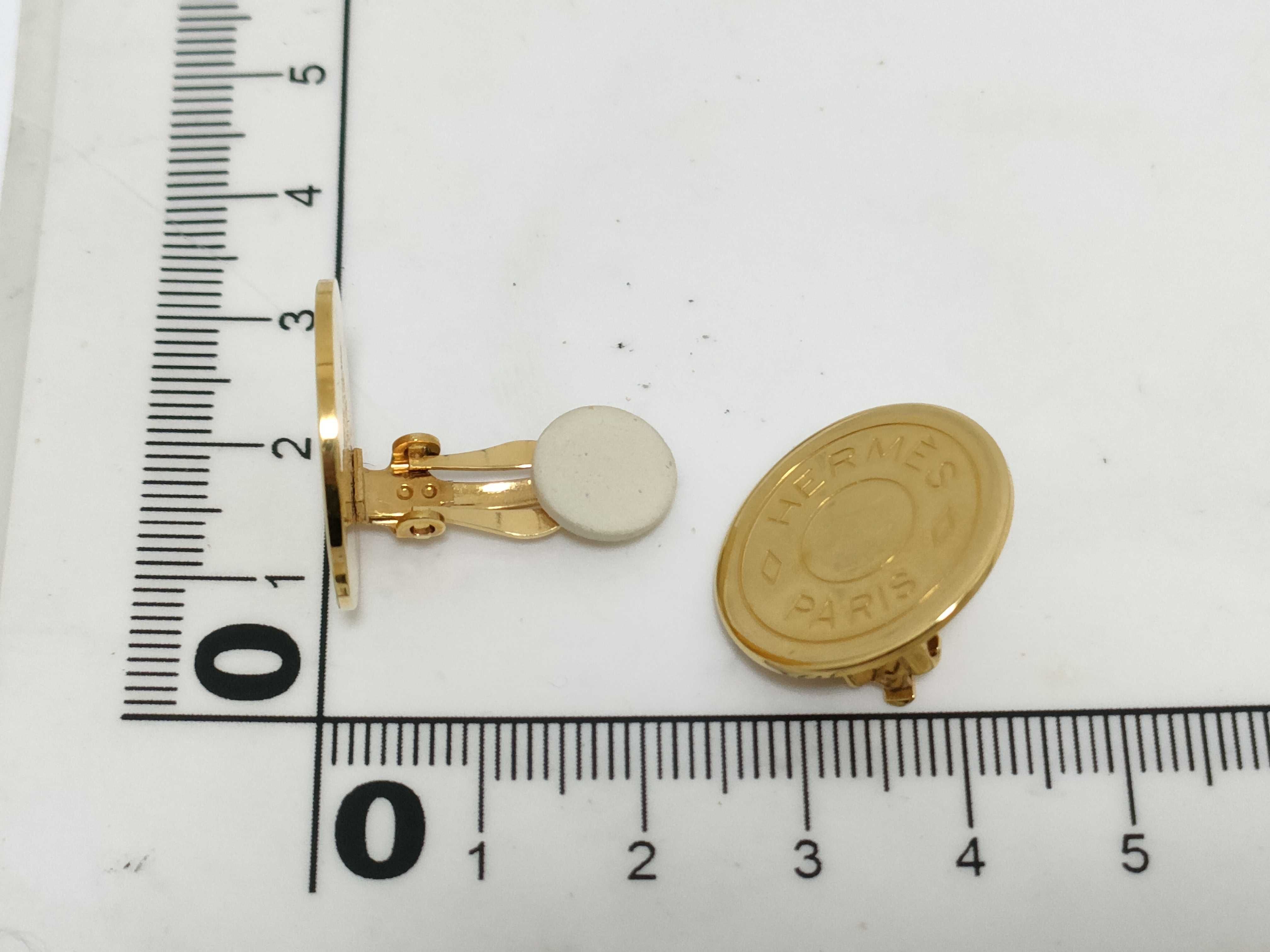 Sellier Earrings, Gold Hardware, Hermes Earrings — view 6