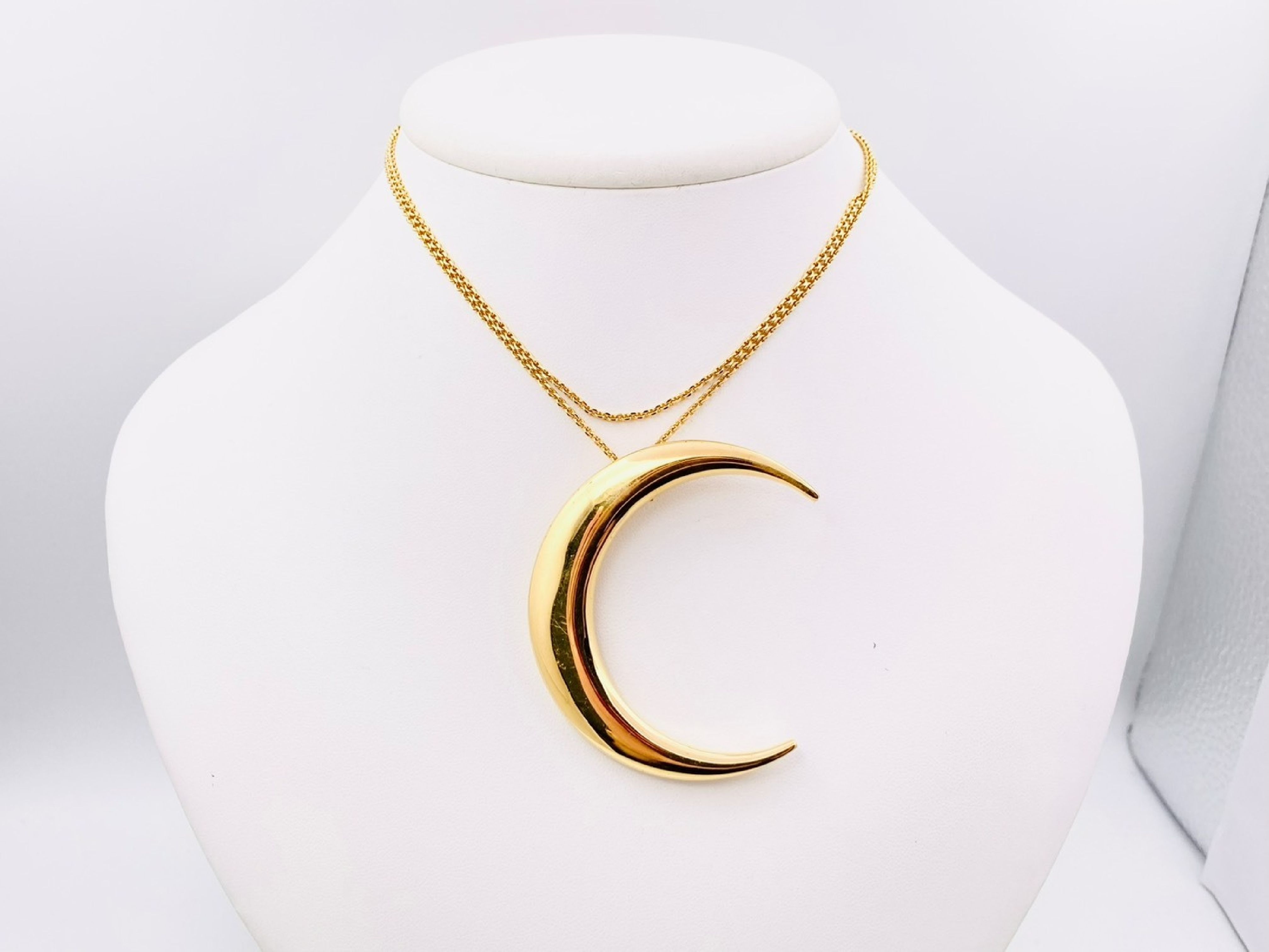 Crescent Moon Long Necklace, Gold, Large Necklace