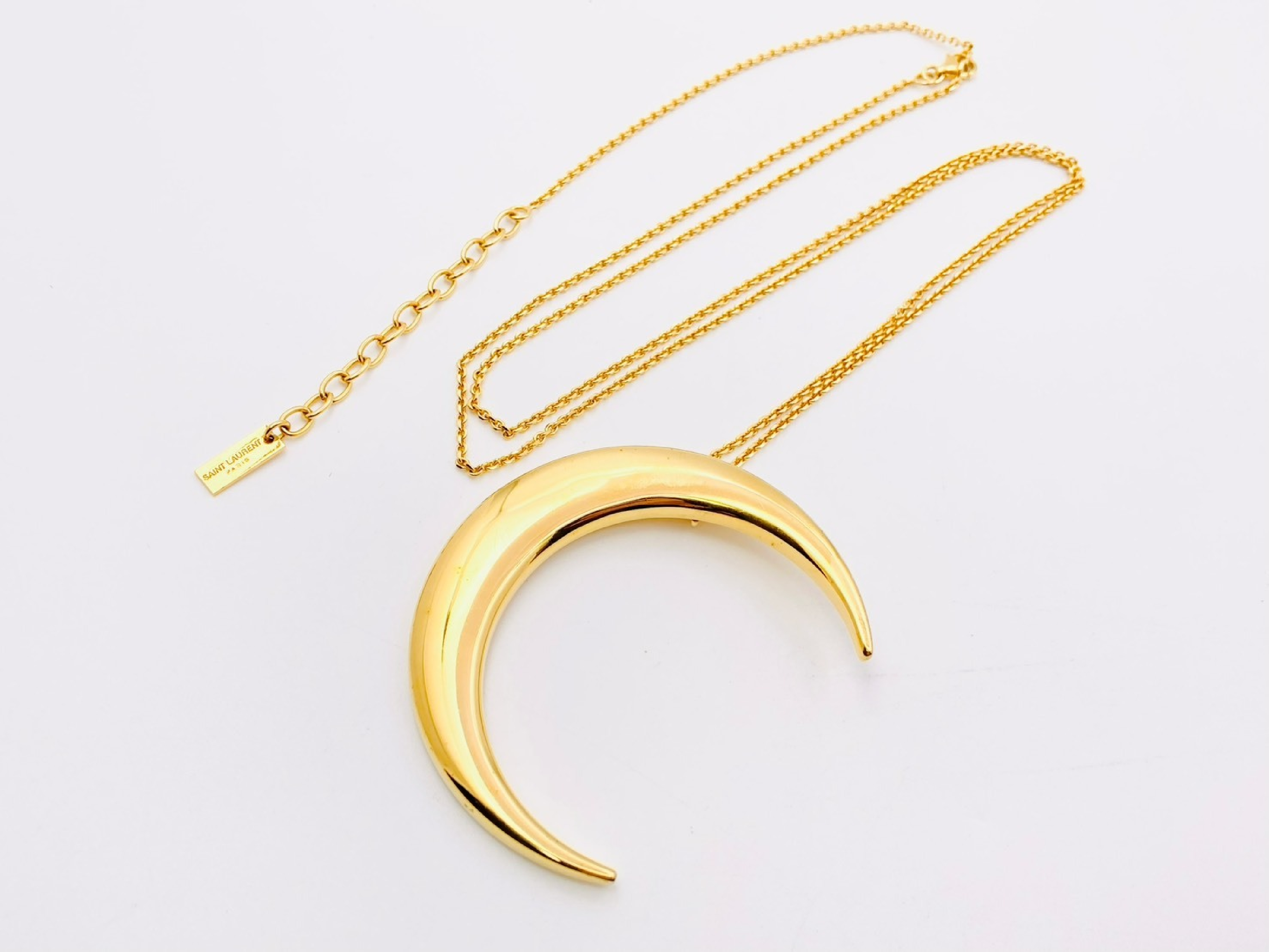 Crescent Moon Long Necklace, Gold, Large Necklace — view 2