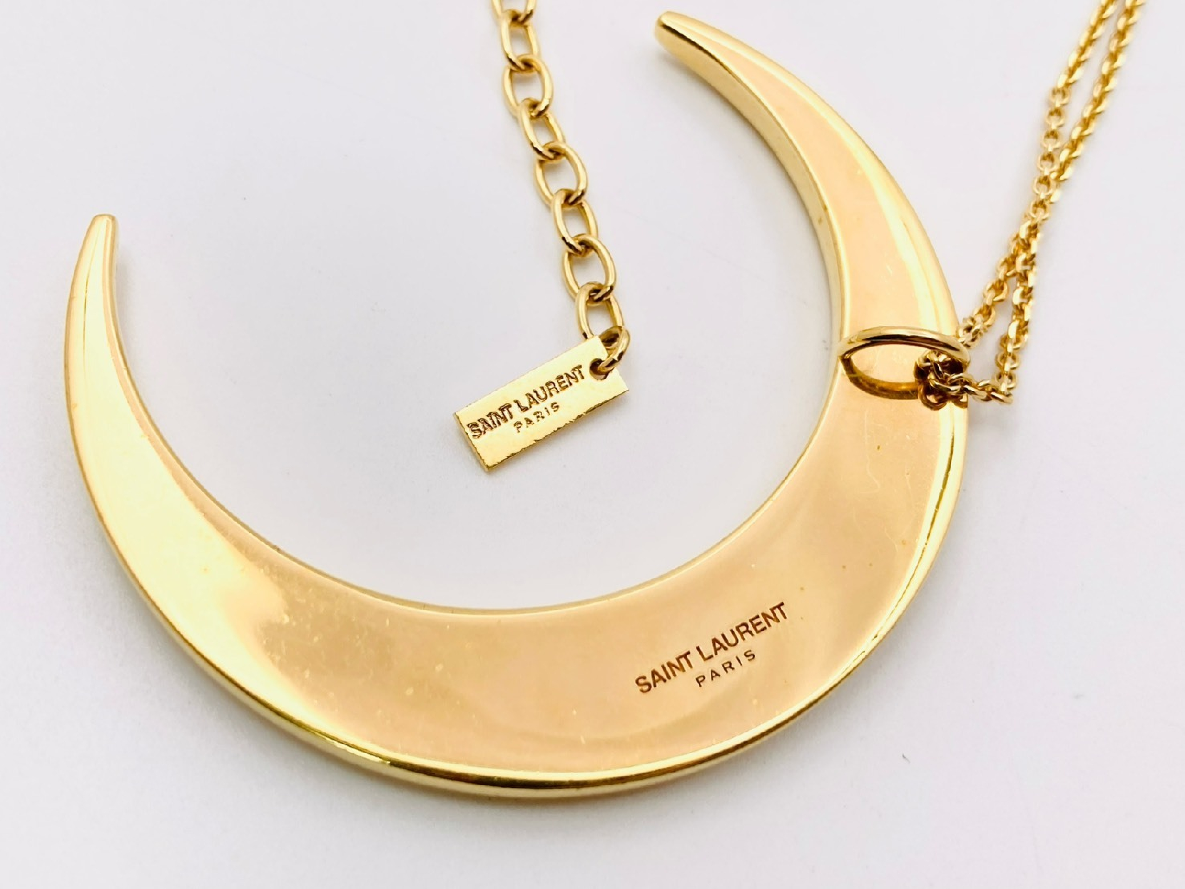 Crescent Moon Long Necklace, Gold, Large Necklace — view 3