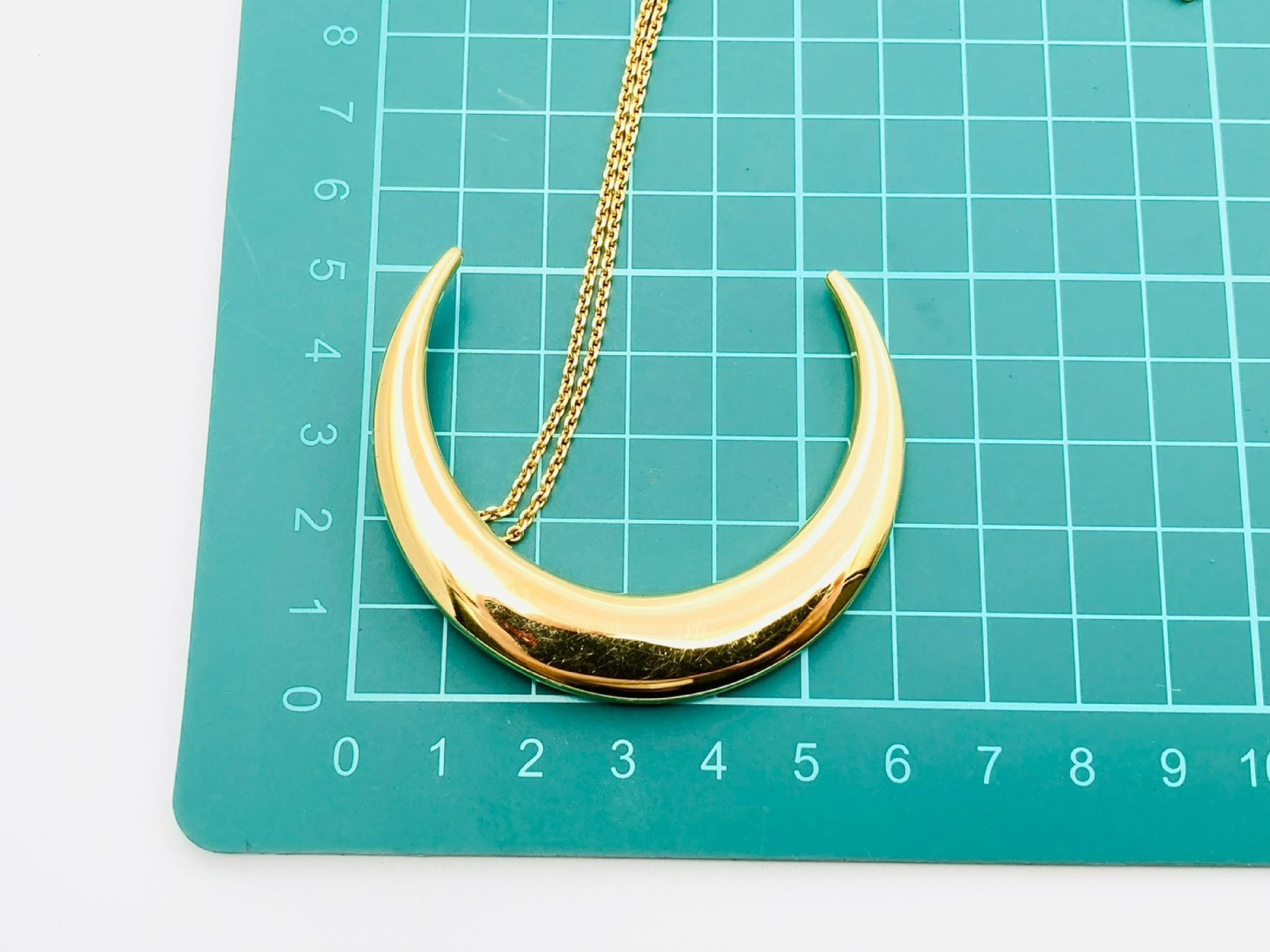 Crescent Moon Long Necklace, Gold, Large Necklace — view 4