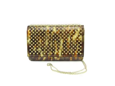 Paloma Chain Shoulder 2-Way Clutch Bag with Studs and Leopard Print