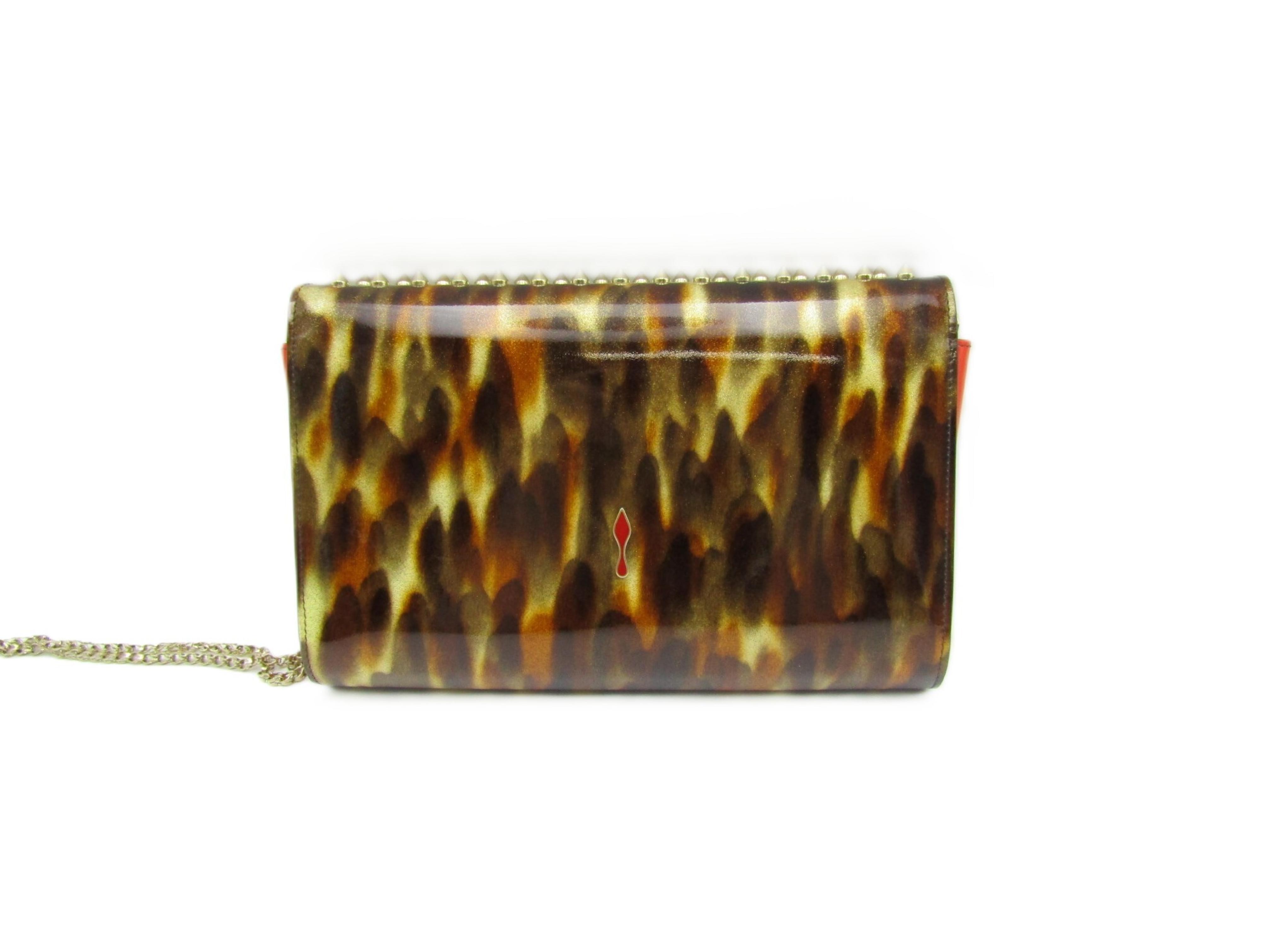 Paloma Chain Shoulder 2-Way Clutch Bag with Studs and Leopard Print — view 2