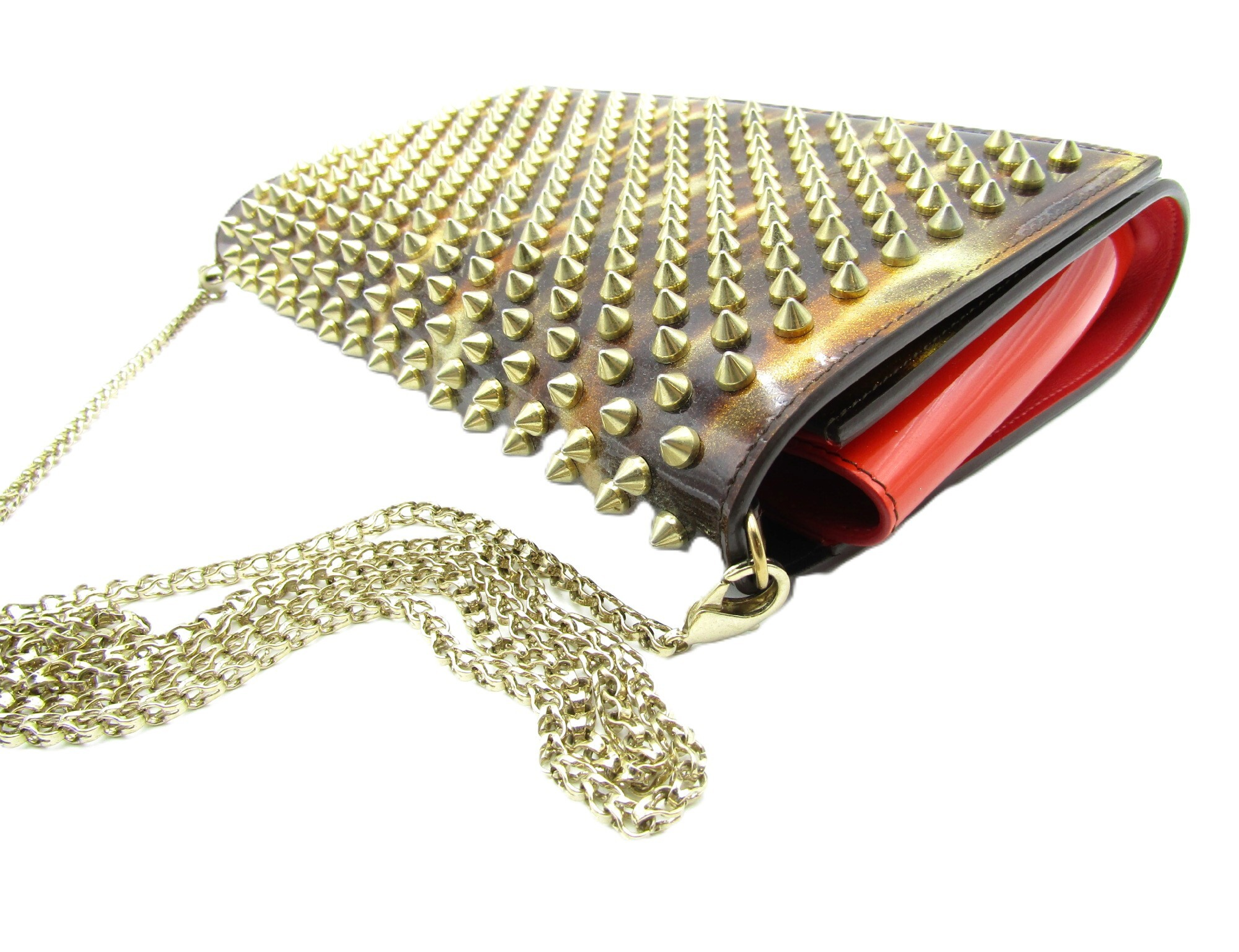 Paloma Chain Shoulder 2-Way Clutch Bag with Studs and Leopard Print — view 3