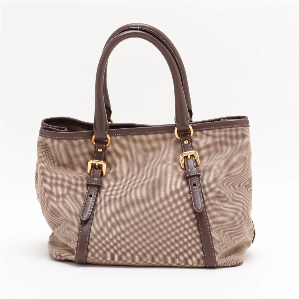 Canvas x Leather 2-Way Handbag, Brown — view 2