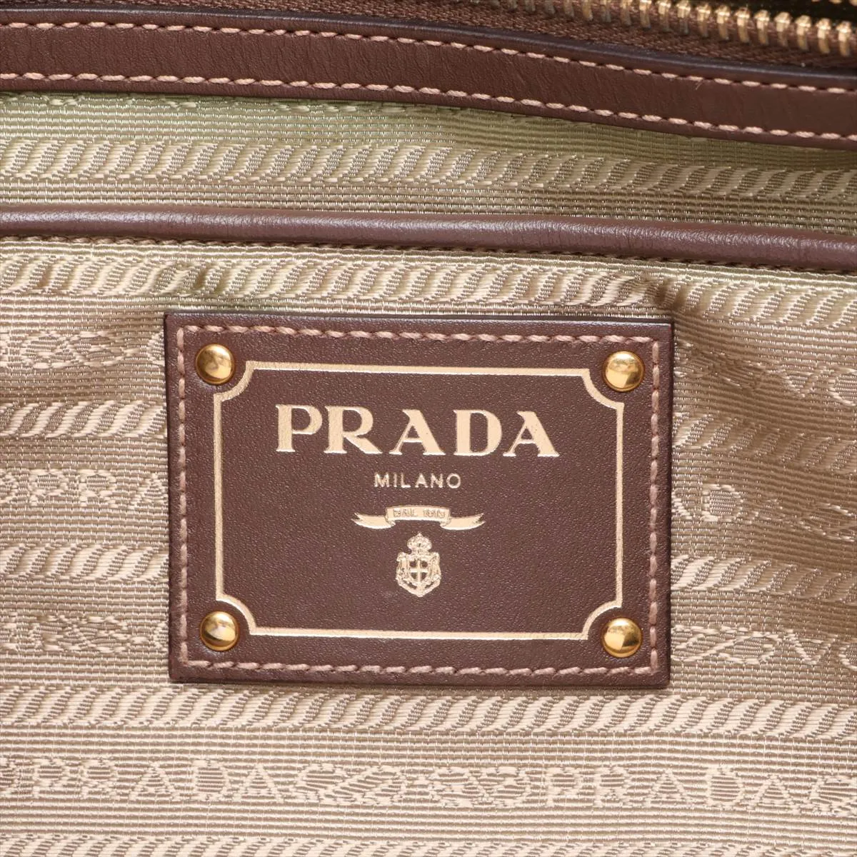 Canvas x Leather 2-Way Handbag, Brown — view 11