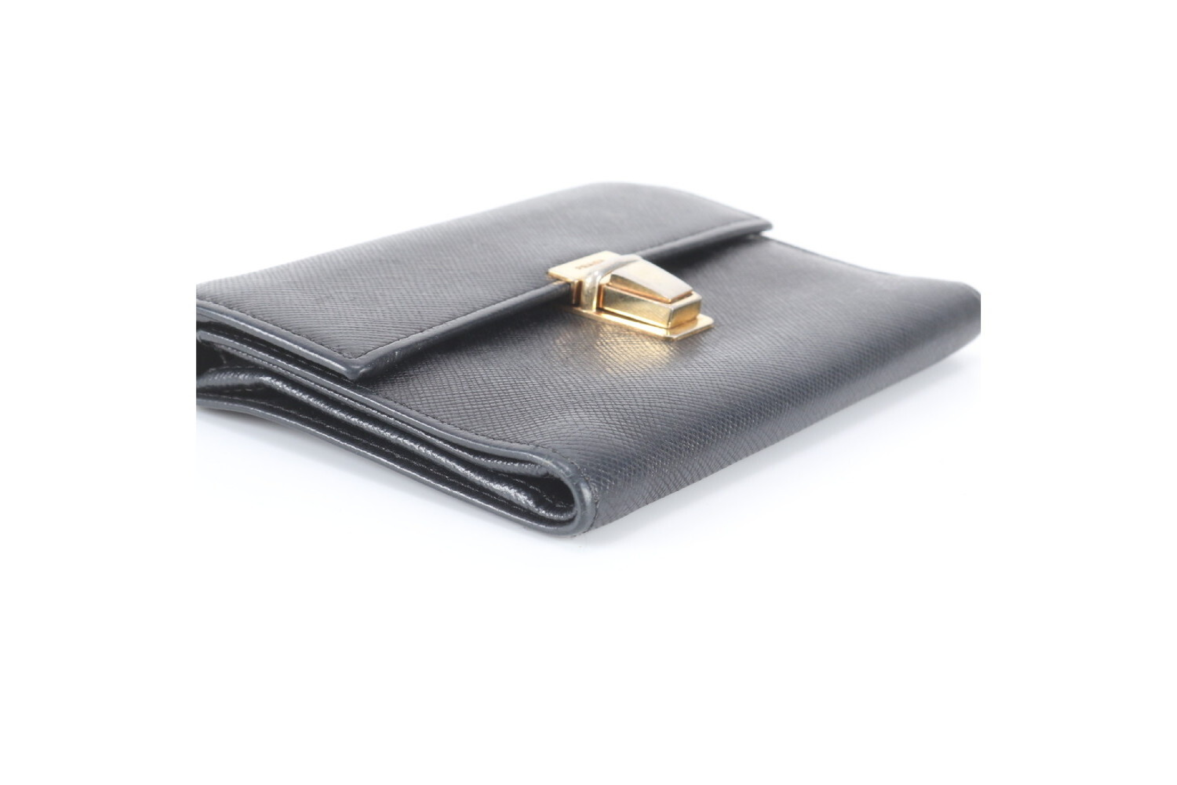 Saffiano Leather Bi-fold Wallet, Black — view 3
