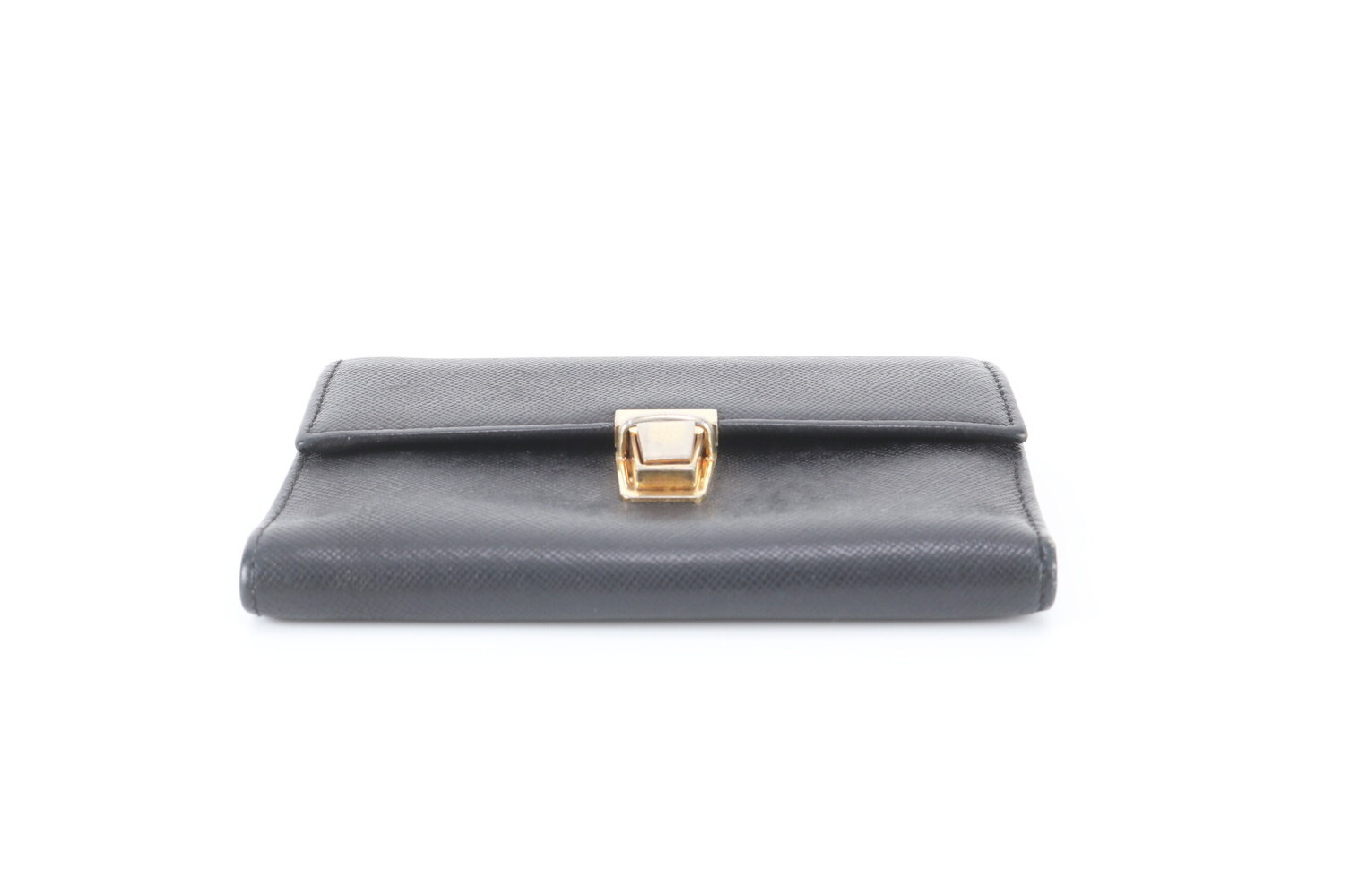 Saffiano Leather Bi-fold Wallet, Black — view 4