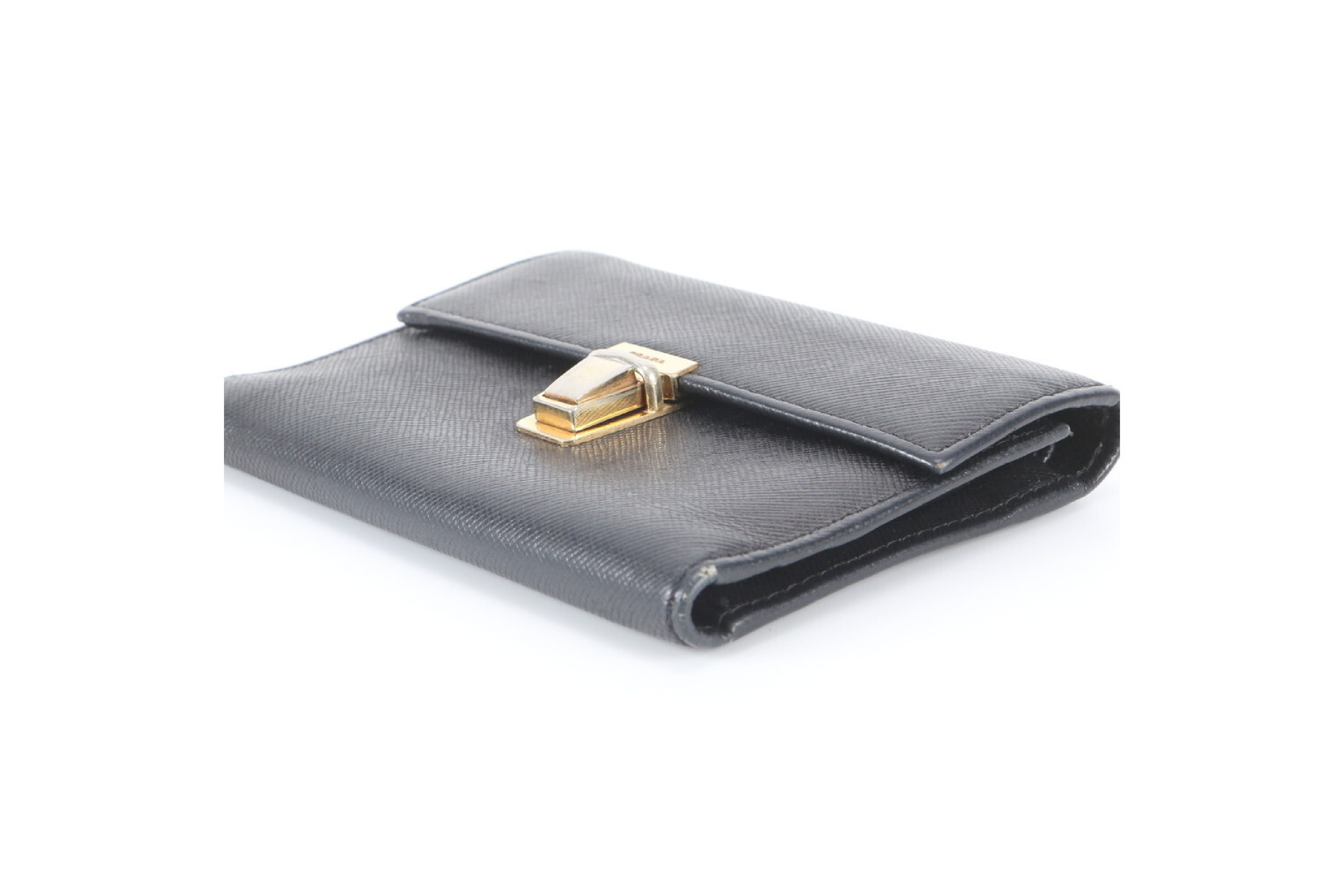 Saffiano Leather Bi-fold Wallet, Black — view 5