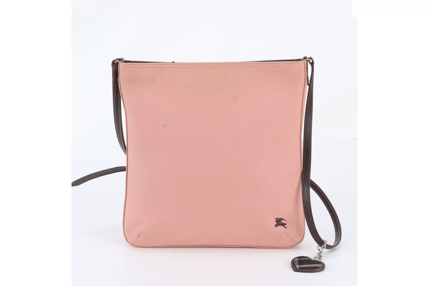 Checkered heart charm leather shoulder bag — view 3