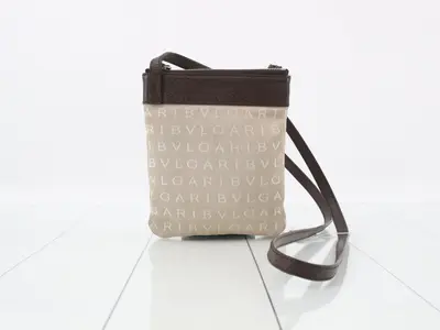 Canvas Logo Mania Leather Mini Shoulder Pouch