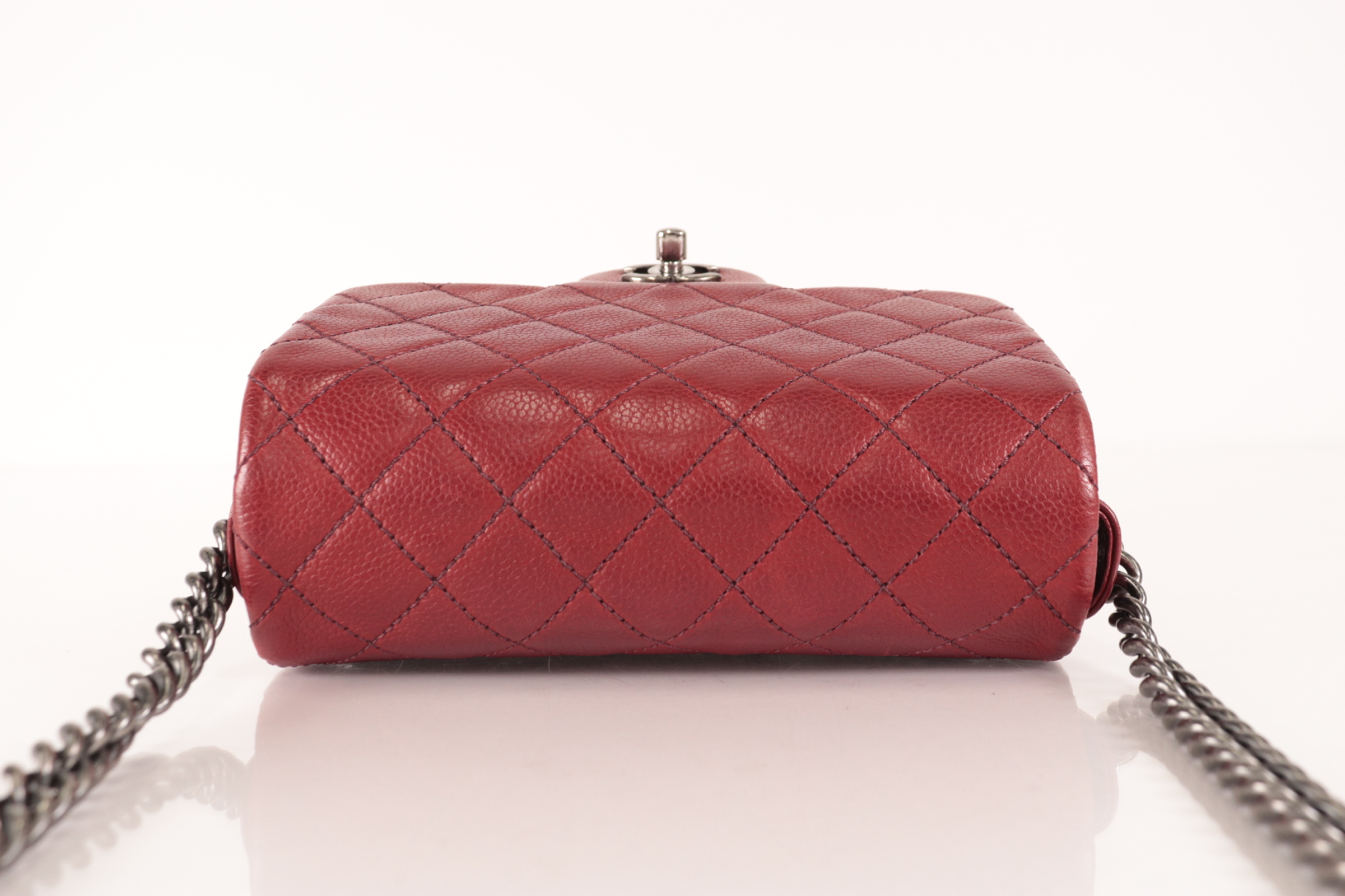 Matelassé Caviar Chain Shoulder Bag, Silver Hardware, Bordeaux, Serial Number 23 Series — view 6