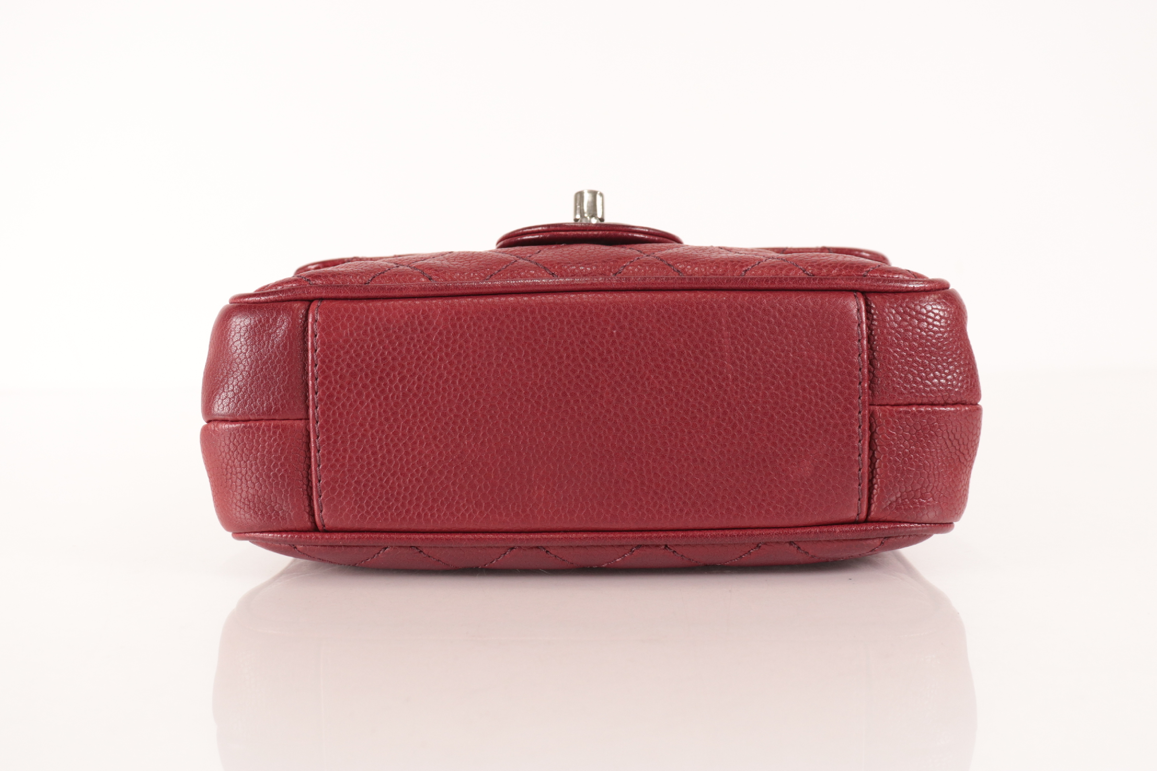 Matelassé Caviar Chain Shoulder Bag, Silver Hardware, Bordeaux, Serial Number 23 Series — view 7