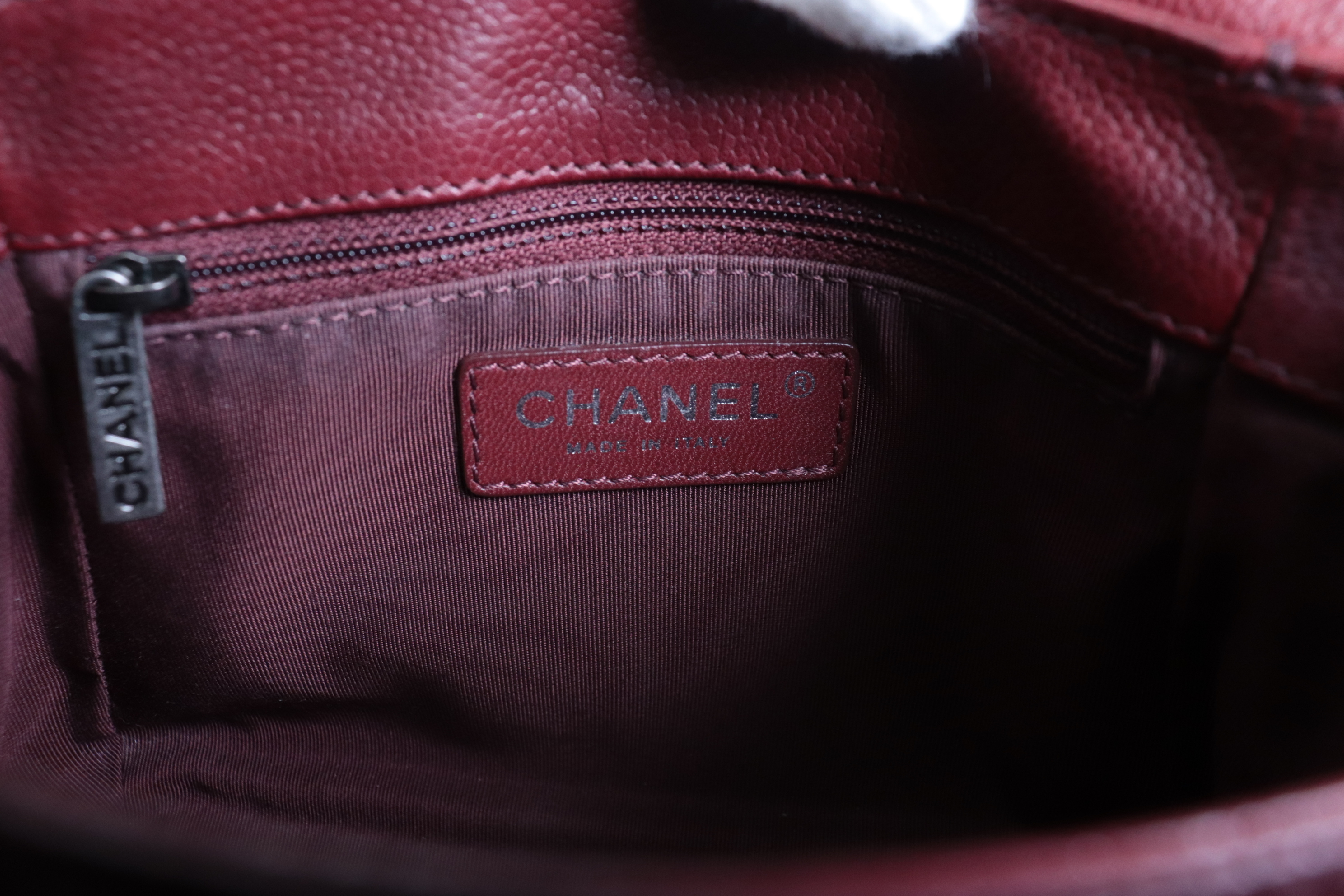 Matelassé Caviar Chain Shoulder Bag, Silver Hardware, Bordeaux, Serial Number 23 Series — view 8