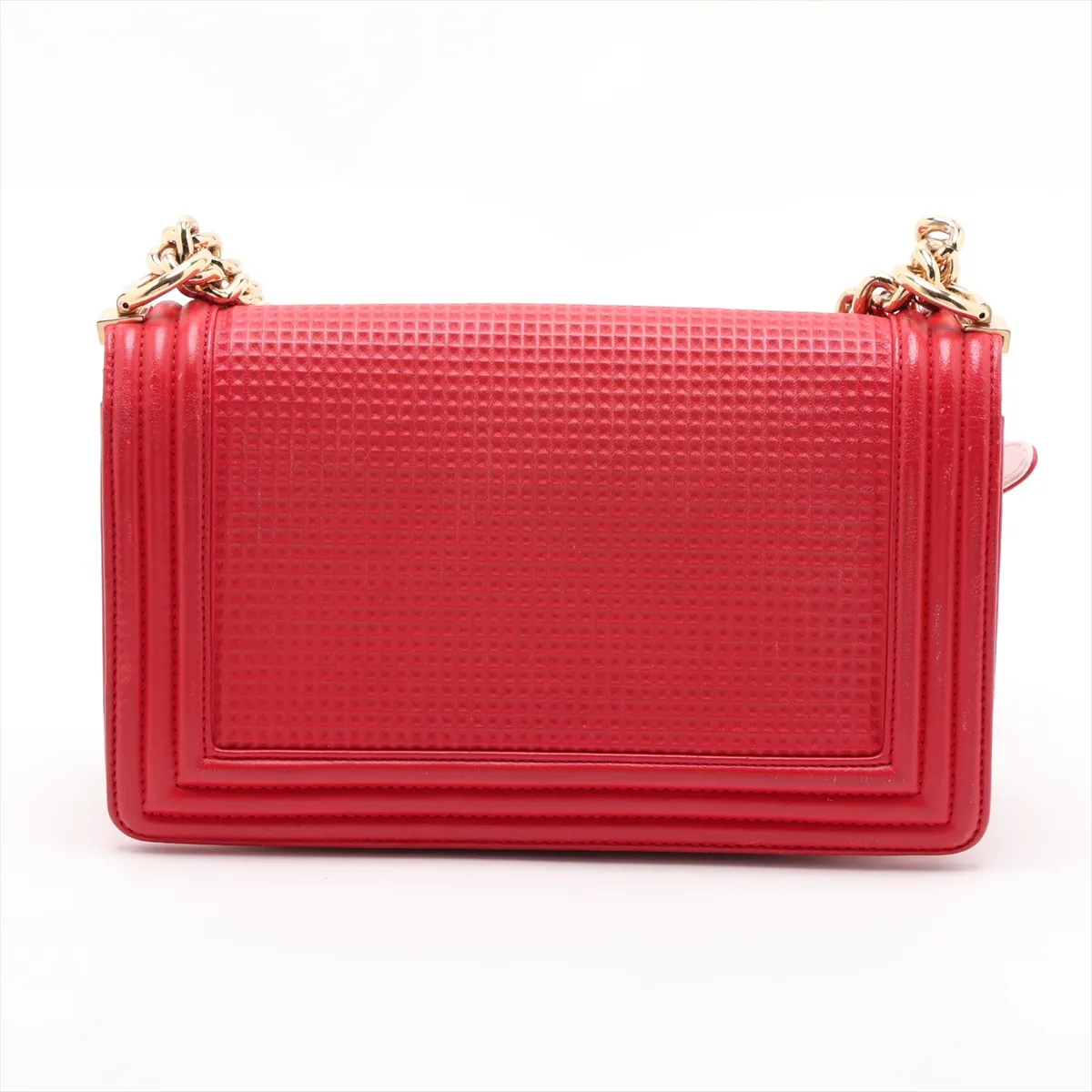 Boy Chanel 25 Leather Chain Shoulder Bag, Red with Gold Hardware, 18982104 (Serial Number 18-series), A67086 — view 2