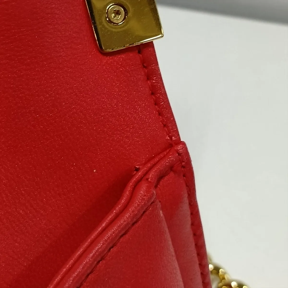 Boy Chanel 25 Leather Chain Shoulder Bag, Red with Gold Hardware, 18982104 (Serial Number 18-series), A67086 — view 12