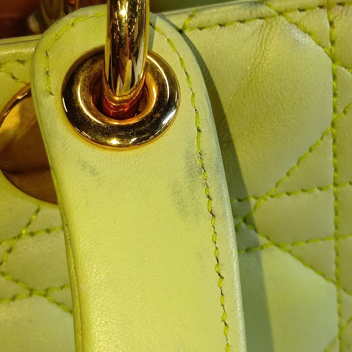 Lady Dior Cannage Leather 2-Way Handbag, Green — view 10