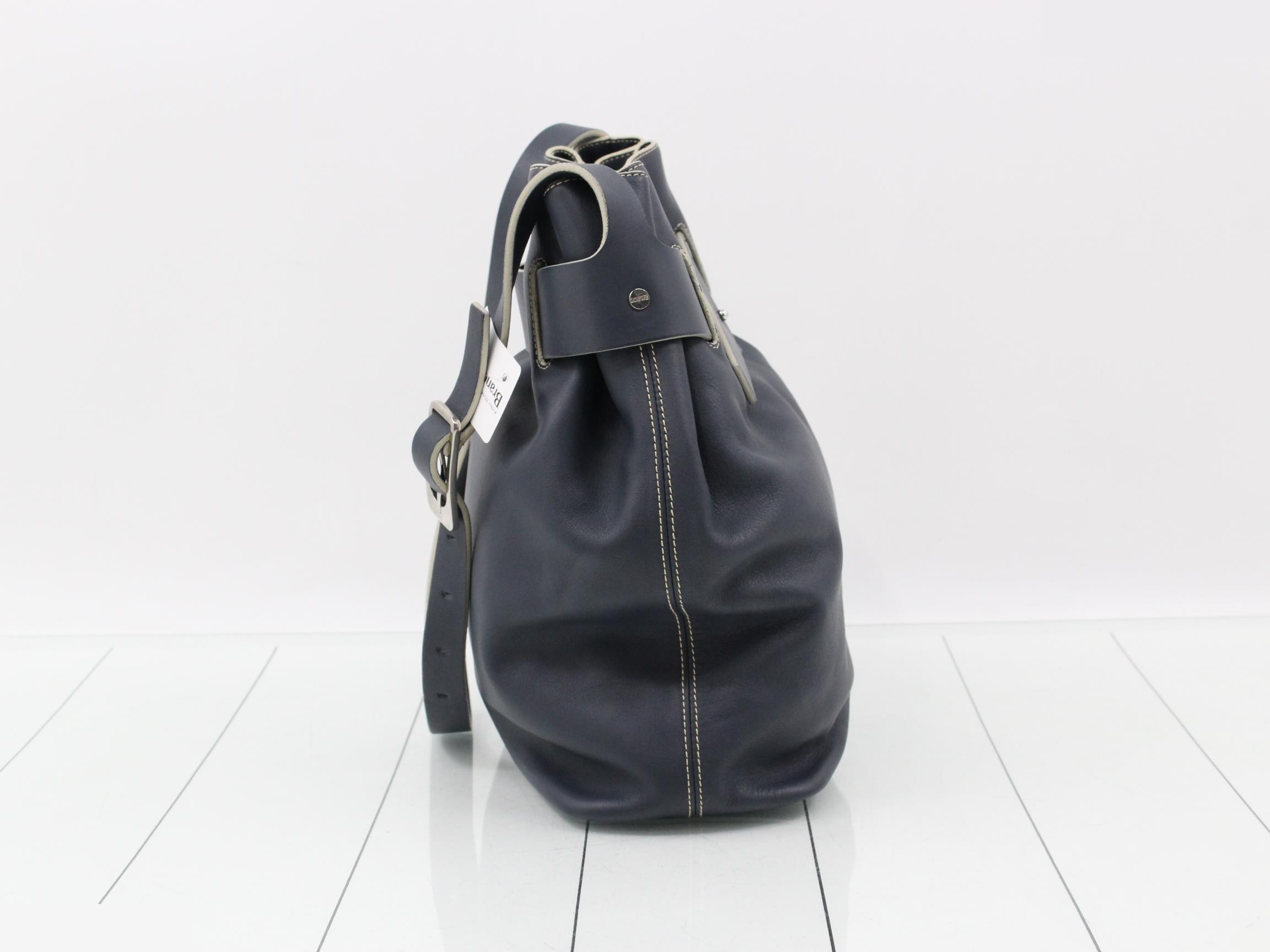 Shoulder bag, leather, navy — view 4