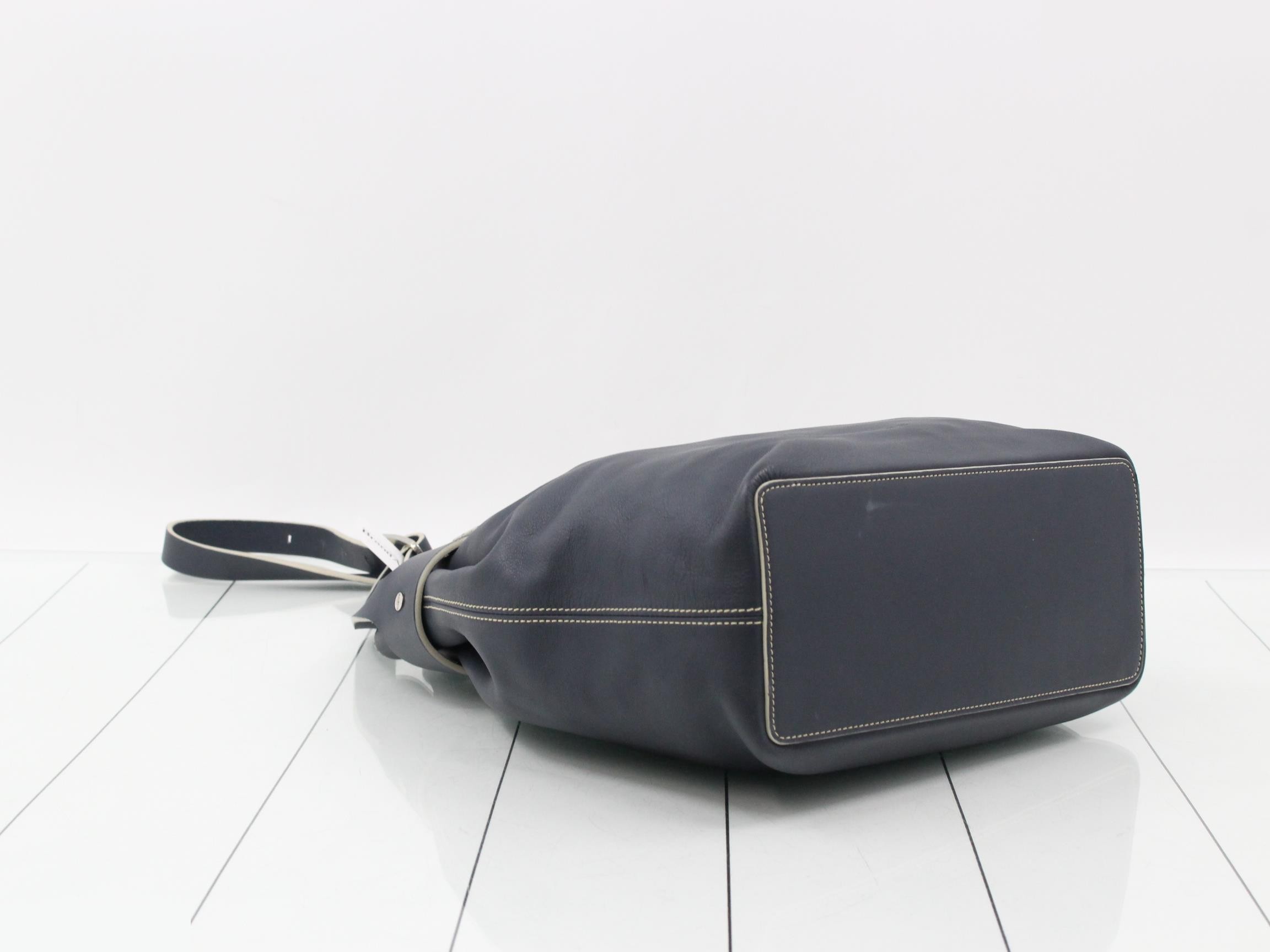 Shoulder bag, leather, navy — view 5