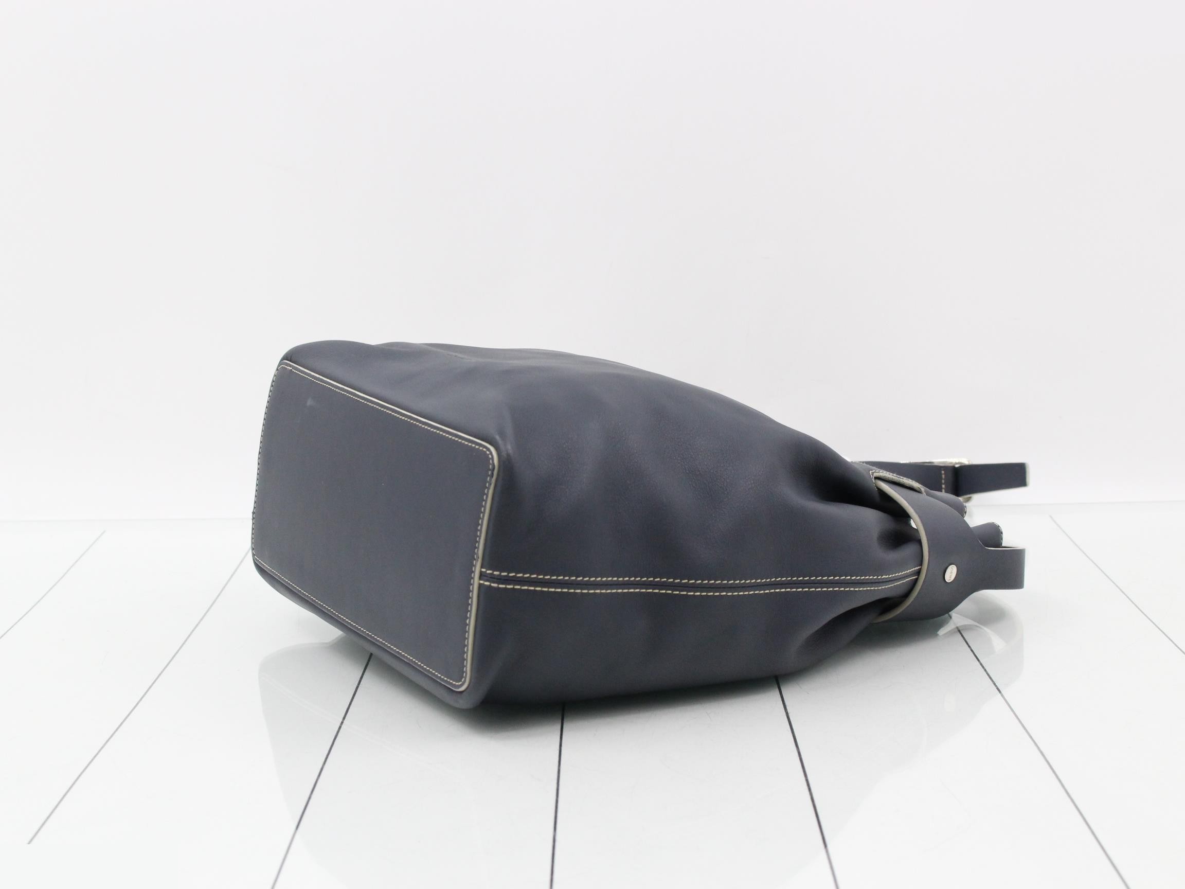 Shoulder bag, leather, navy — view 6
