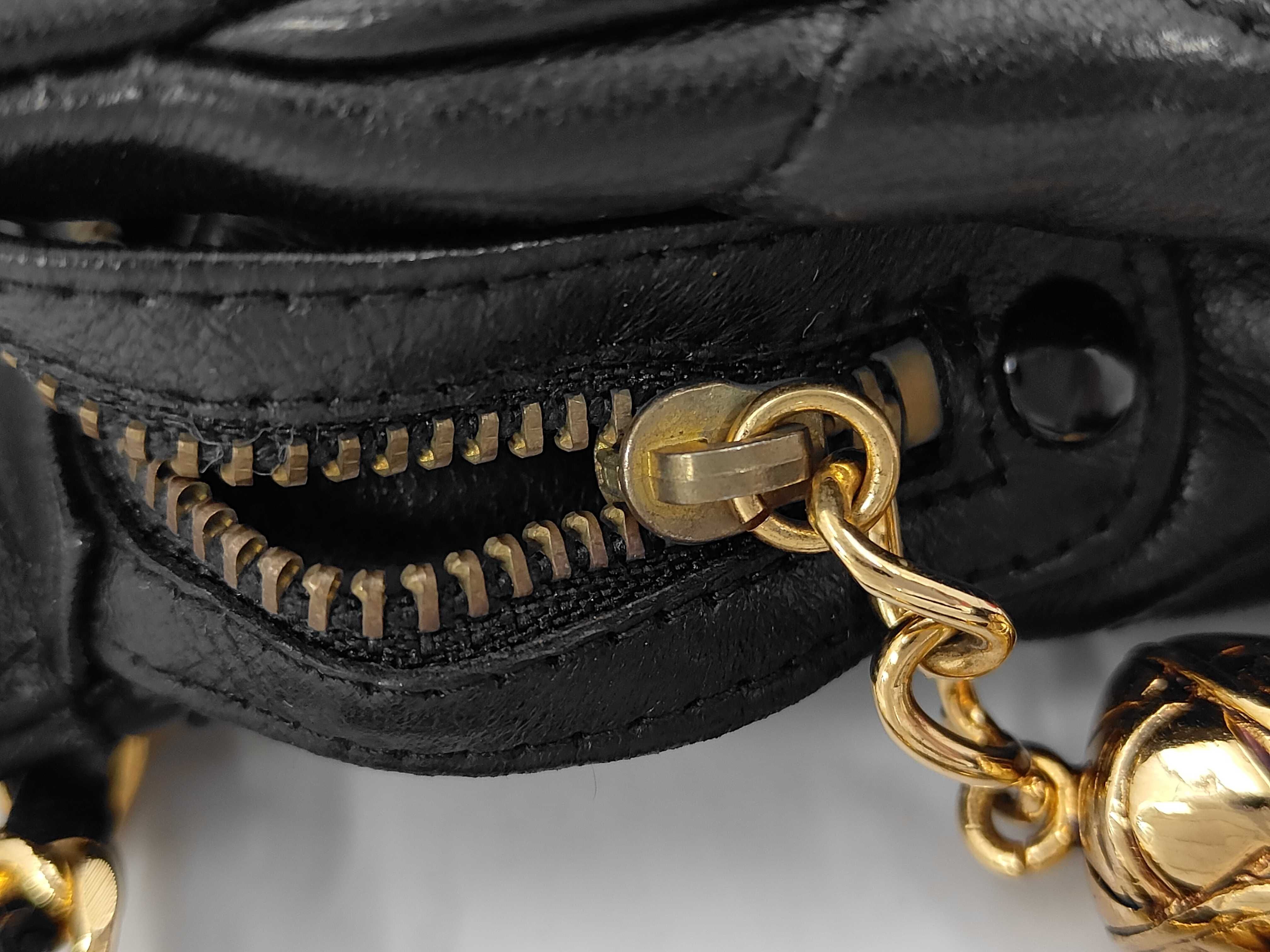 Lambskin Matelassé Fringe Mini Shoulder Bag, Black with Gold Hardware — view 11