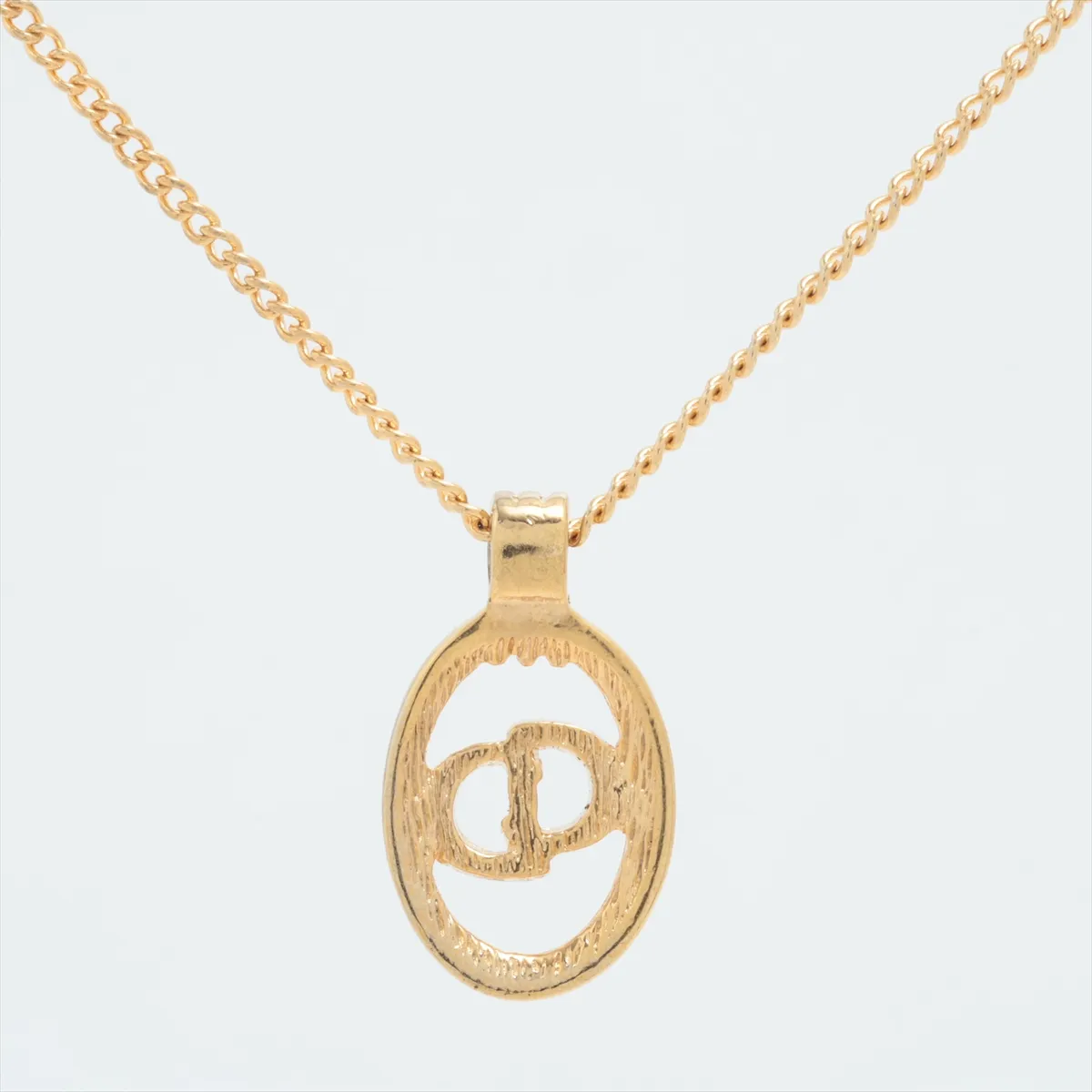 CD logo necklace, GP gold, shows signs of wear, tarnishing, — view 2